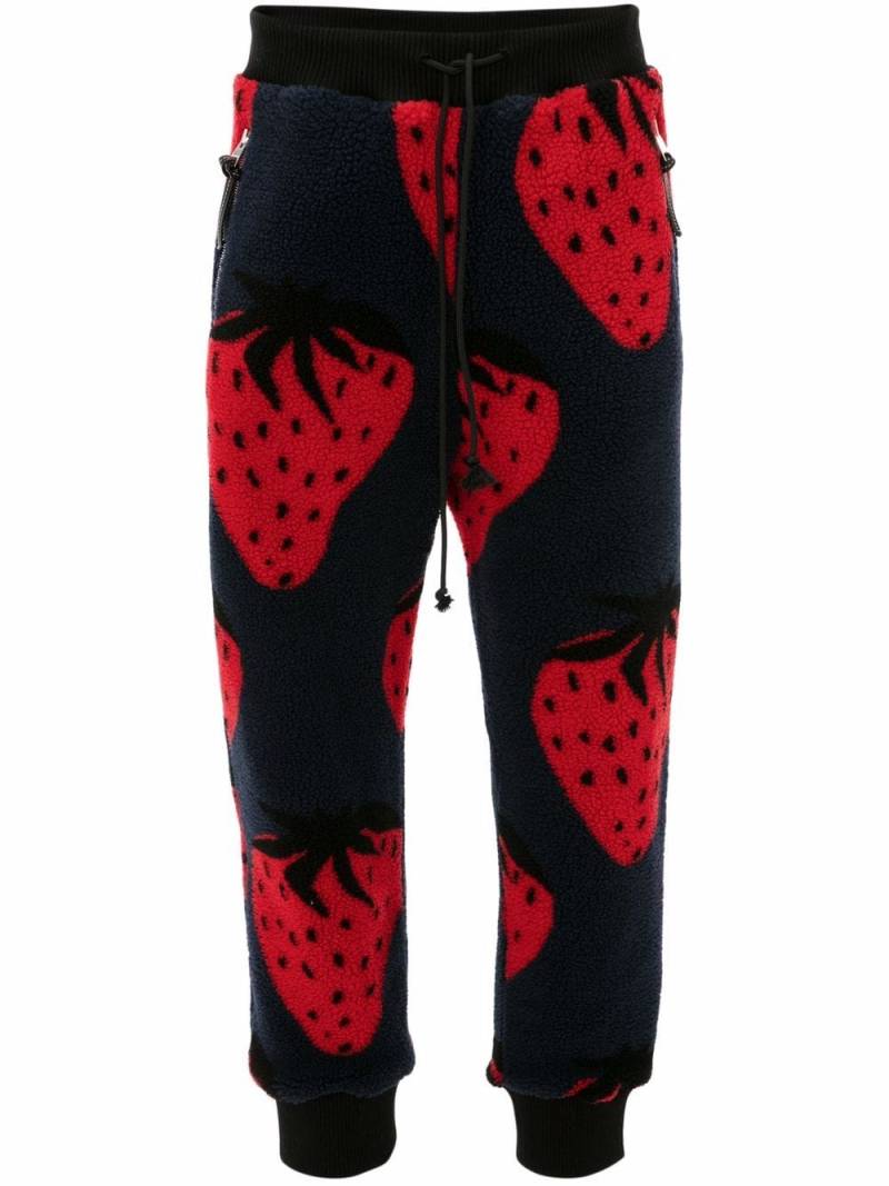 JW Anderson strawberry-print track pants - Blue von JW Anderson