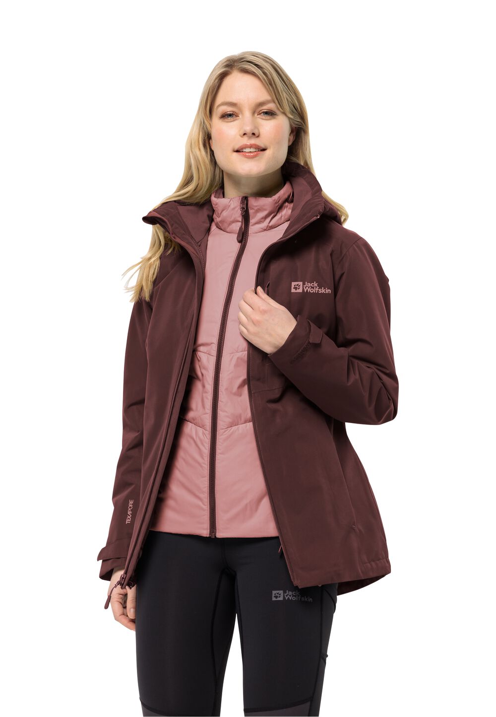 Jack Wolfskin Bergland 3in1 Jacket Women XS dark maroon dark maroon von Jack Wolfskin