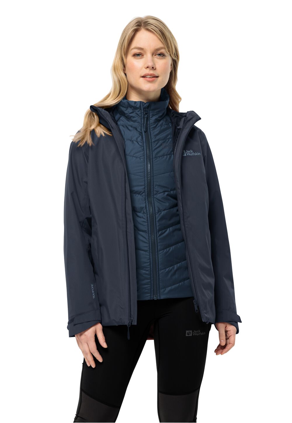 Jack Wolfskin 3 in 1 Jacke Damen Glaabach 3in1 Jacket Women L blau night blue von Jack Wolfskin