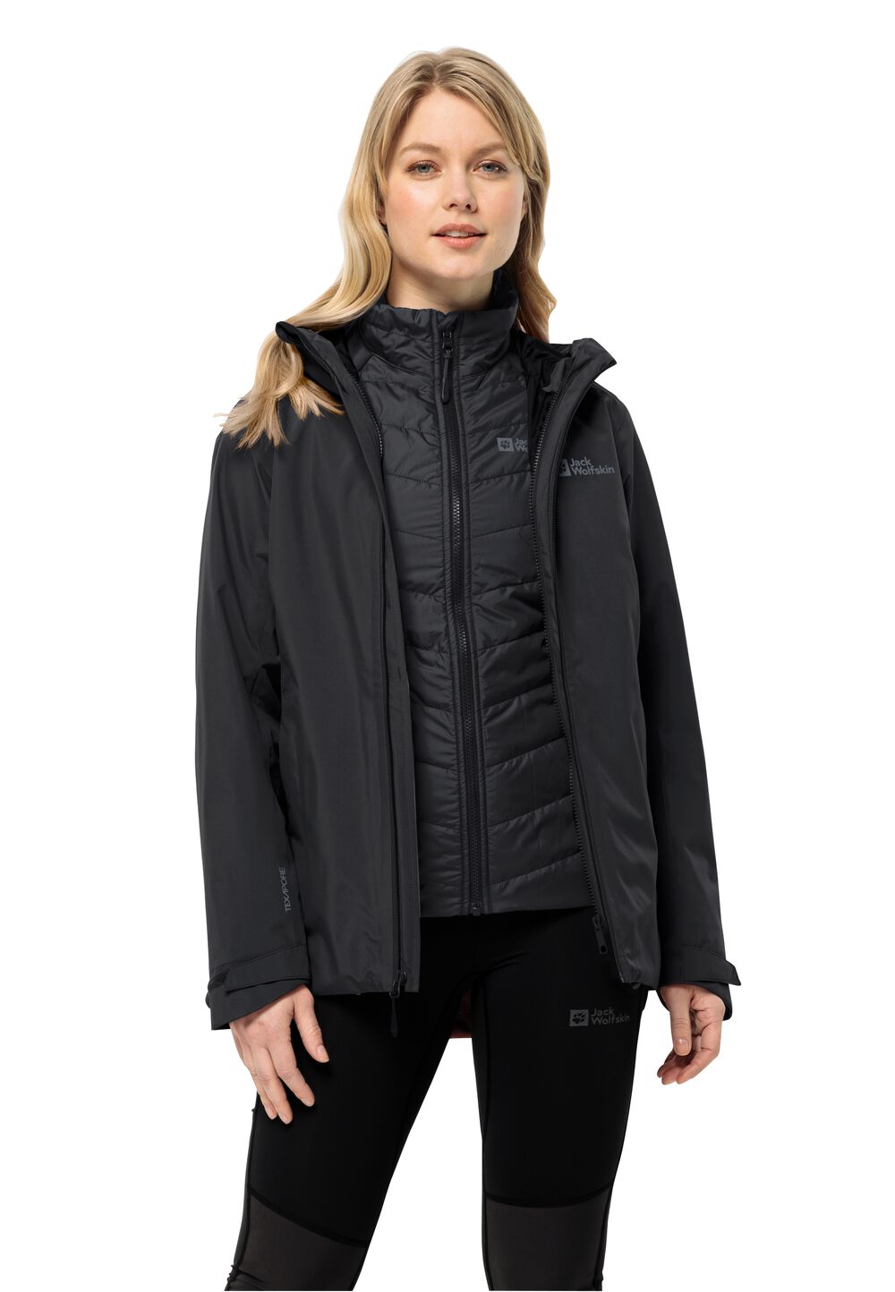 Jack Wolfskin Glaabach 3in1 Jacket Women L black black von Jack Wolfskin