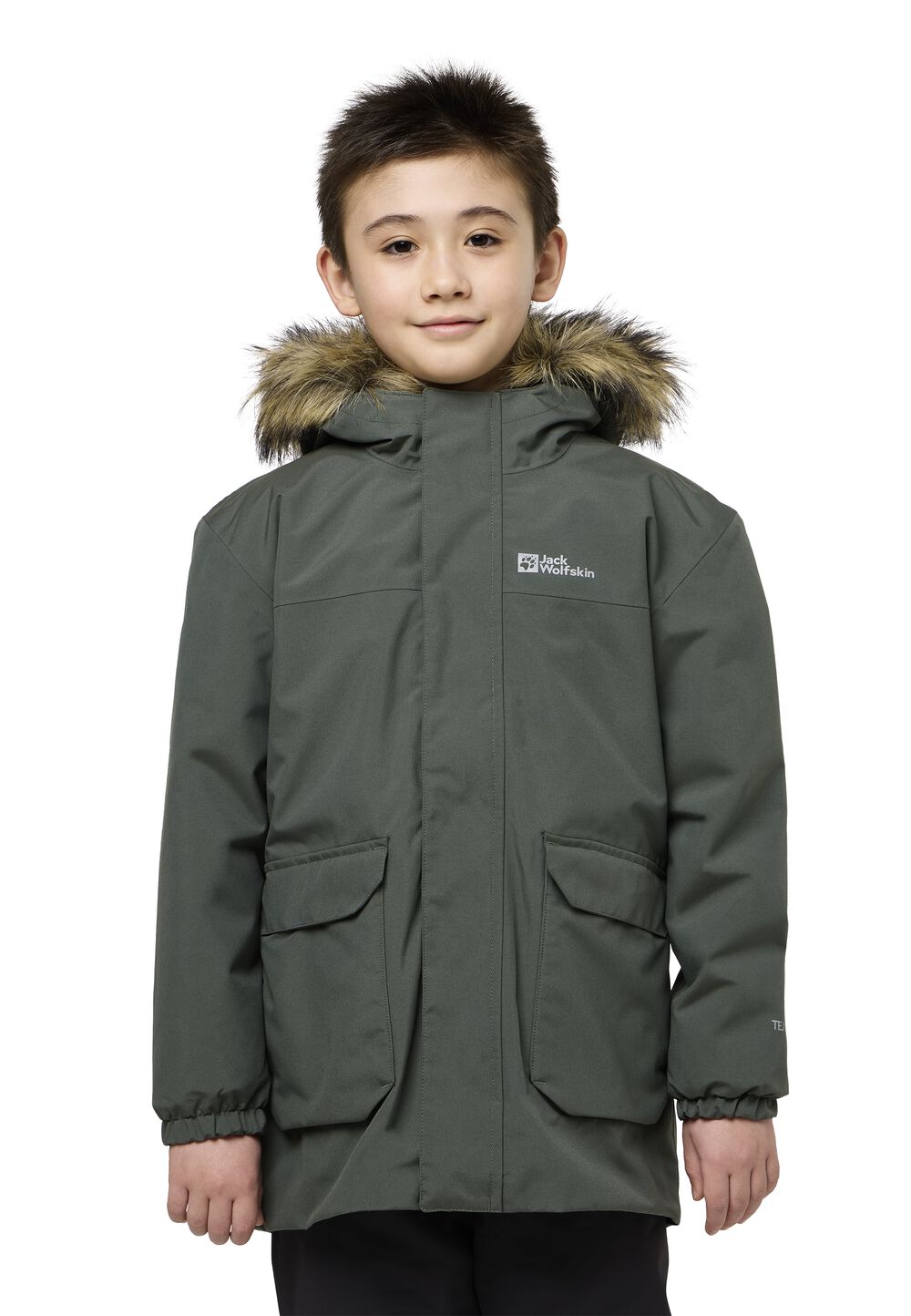 Jack Wolfskin 3 in 1 Jacke Jungen Cosy Bear 3in1 Parka Kids 104 grau slate green von Jack Wolfskin