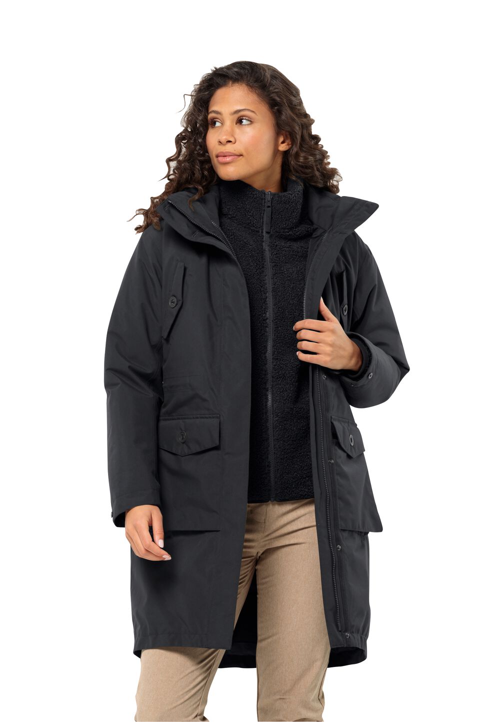 Jack Wolfskin 3 in 1 Mantel Damen Eiswald 3in1 Parka Women L schwarz black von Jack Wolfskin