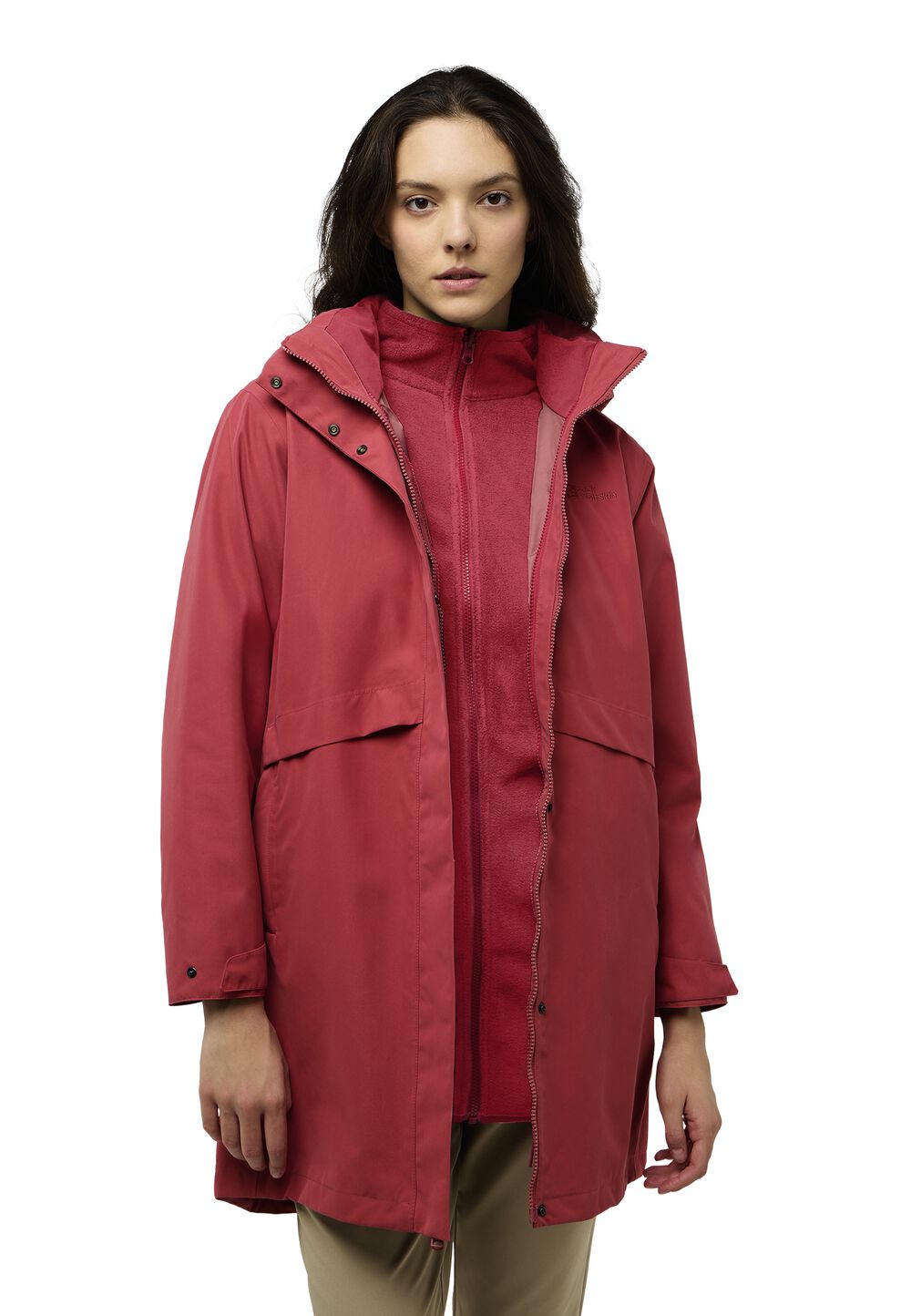 Jack Wolfskin Baylight 3in1 Coat Women XS red coral red coral von Jack Wolfskin