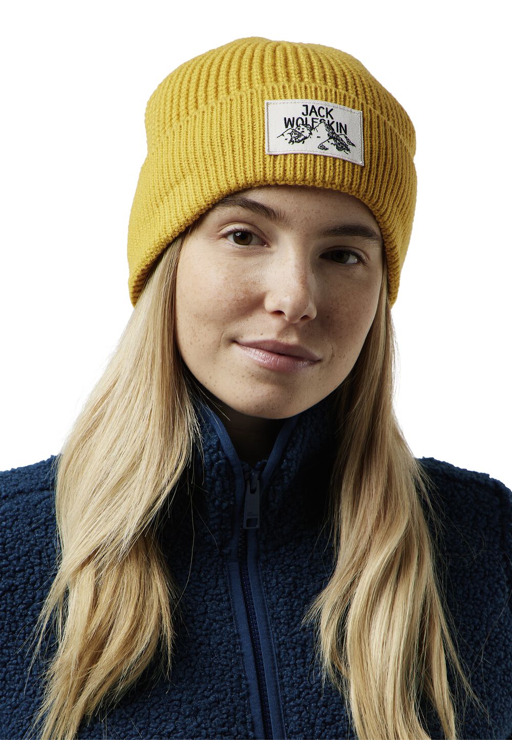 Jack Wolfskin Beanie Mütze Badge Beanie One Size mustard mustard von Jack Wolfskin