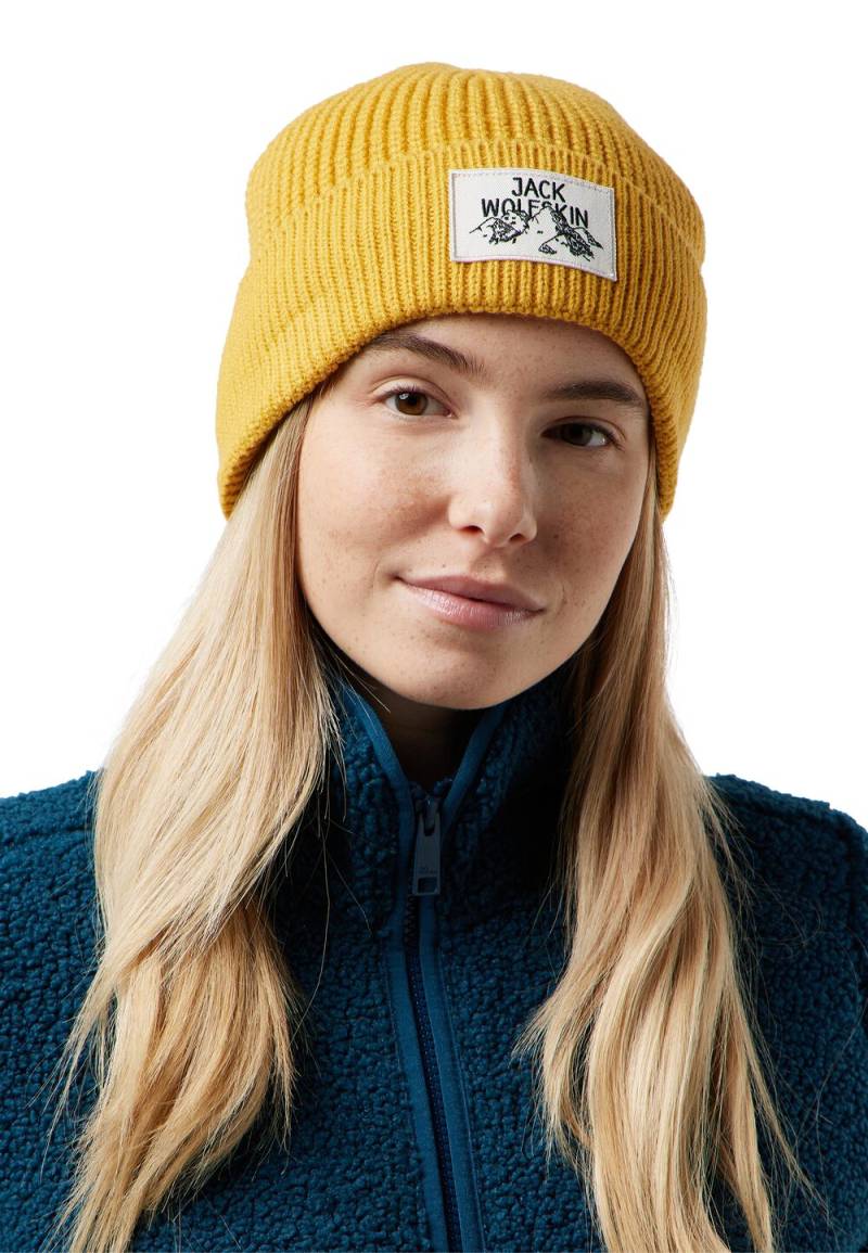 Jack Wolfskin Beanie Mütze Badge Beanie One Size mustard mustard von Jack Wolfskin