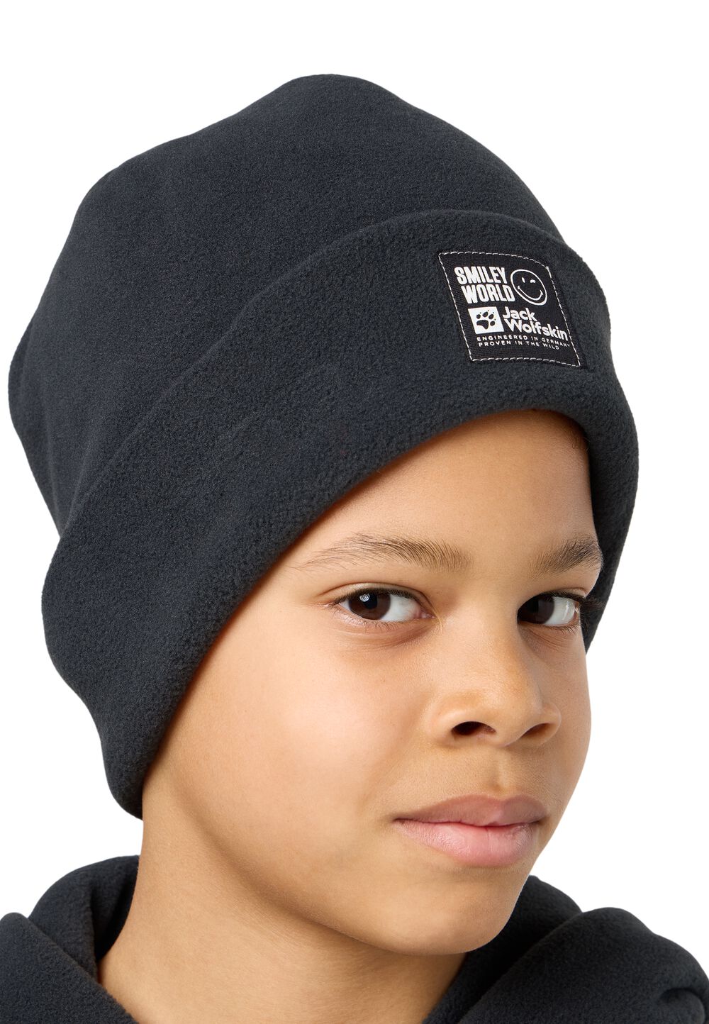 Jack Wolfskin Beanie Mütze Kinder Smileyworld Teen Beanie One Size granite black granite black von Jack Wolfskin