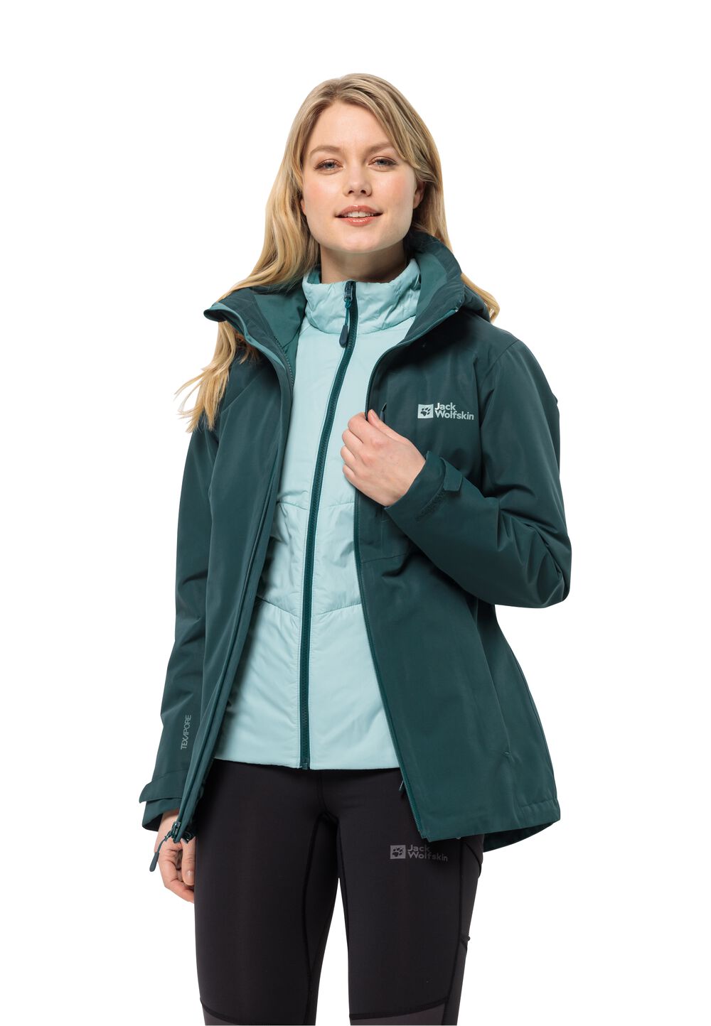 Jack Wolfskin Bergland 3in1 Jacket Women XS sea green sea green von Jack Wolfskin