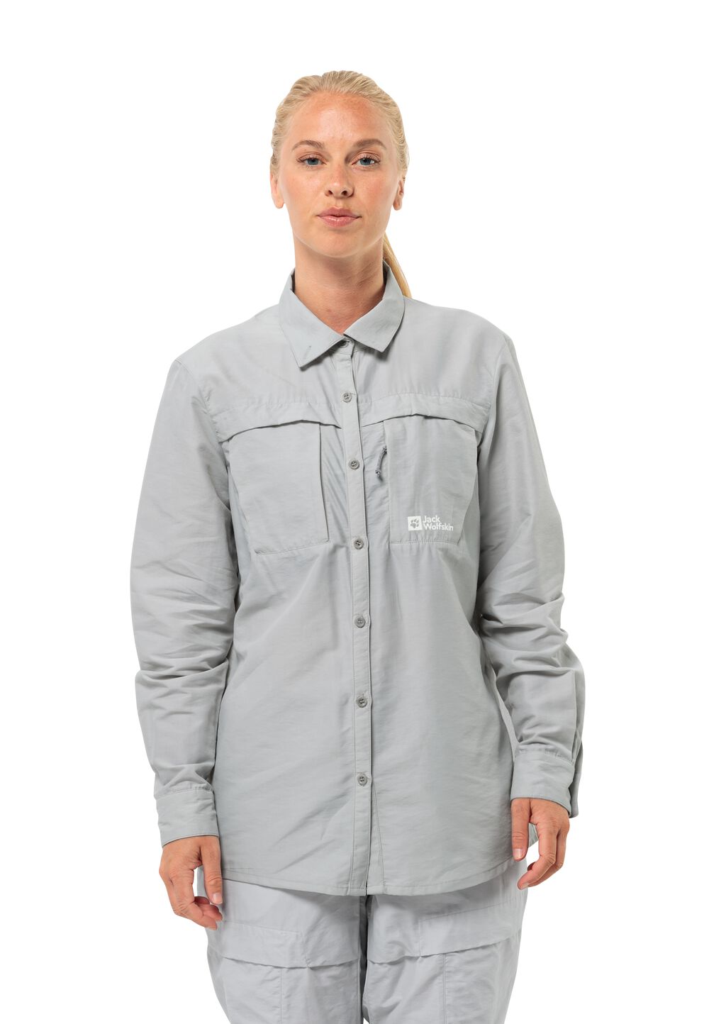 Jack Wolfskin Bluse mit Mückenschutz Damen Barrier LS Shirt Women L cool grey Cool Grey von Jack Wolfskin