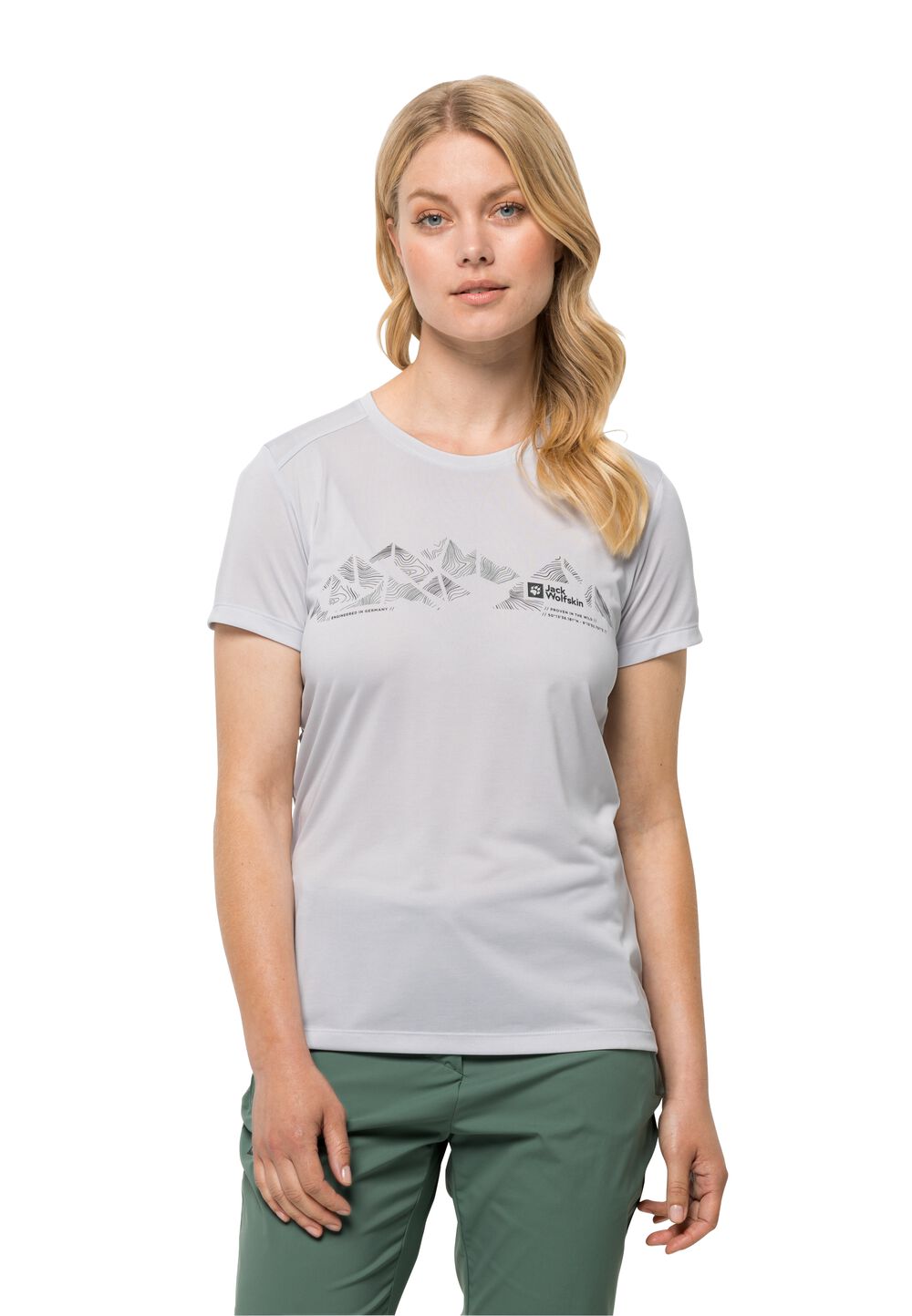 Jack Wolfskin Crosstrail Graphic T-Shirt Women L white cloud white cloud von Jack Wolfskin