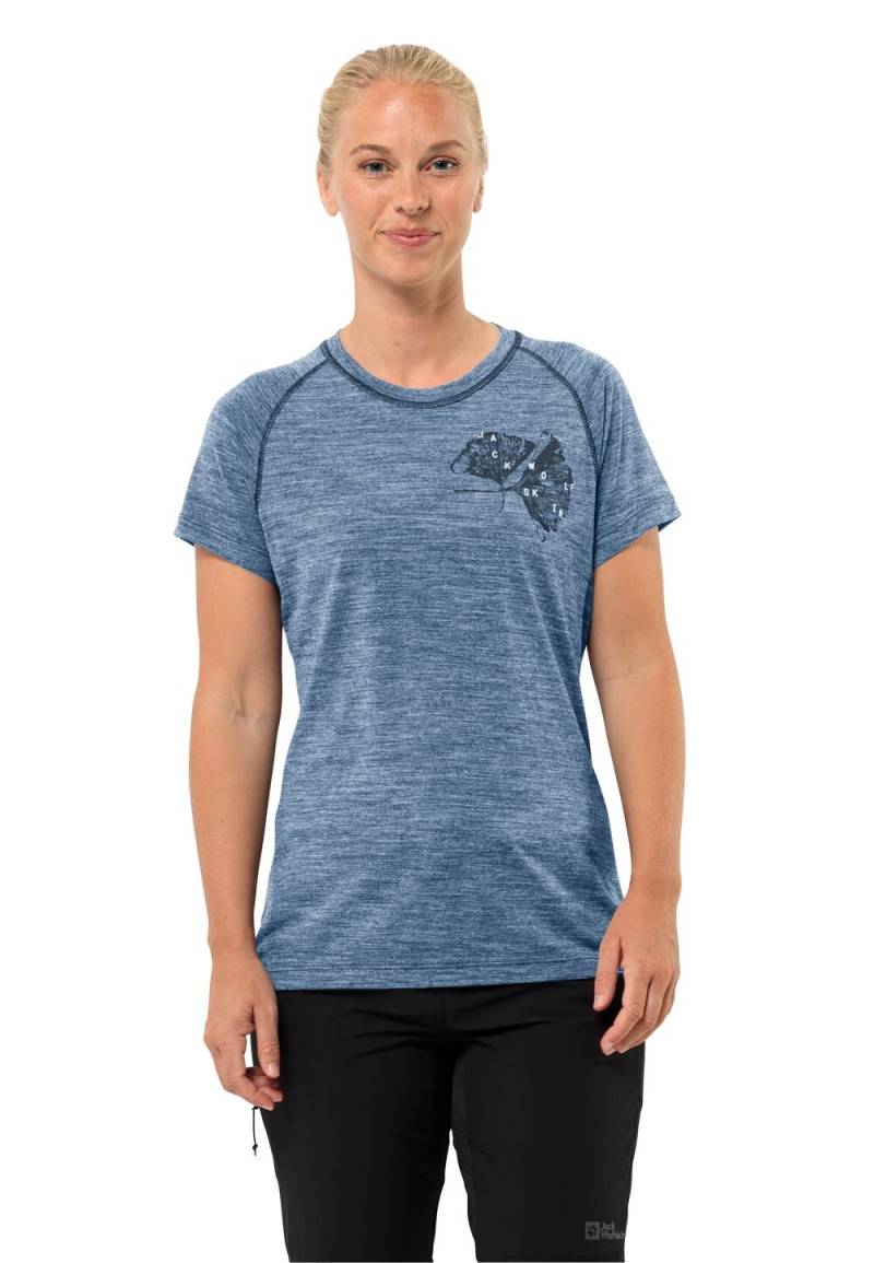 Jack Wolfskin Damen T-Shirt aus Merinowolle Kammweg Graphic S/S Women XS elemental blue Elemental Blue von Jack Wolfskin