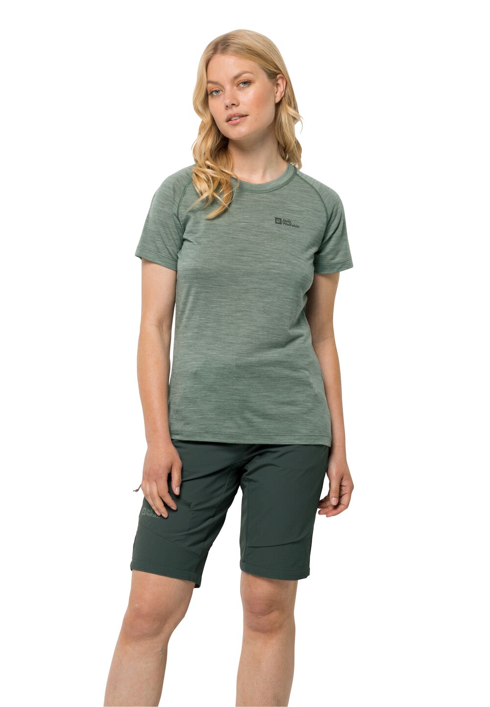 Jack Wolfskin Damen T-shirt aus Merinowolle Kammweg S/S Women M picnic green picnic green von Jack Wolfskin