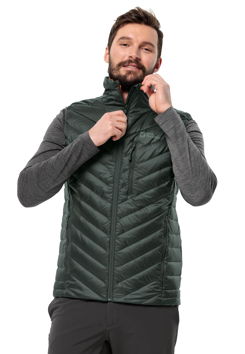 Jack Wolfskin Daunenweste Herren Passamani Down Vest Men M black olive black olive von Jack Wolfskin