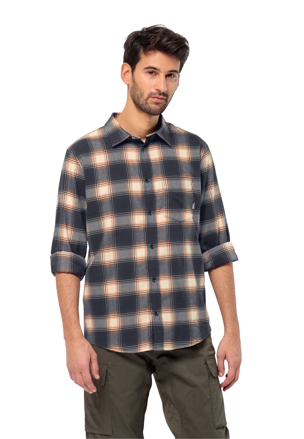 Jack Wolfskin Flanellhemd Herren Wanderweg Shirt Men L dark navy dark navy von Jack Wolfskin