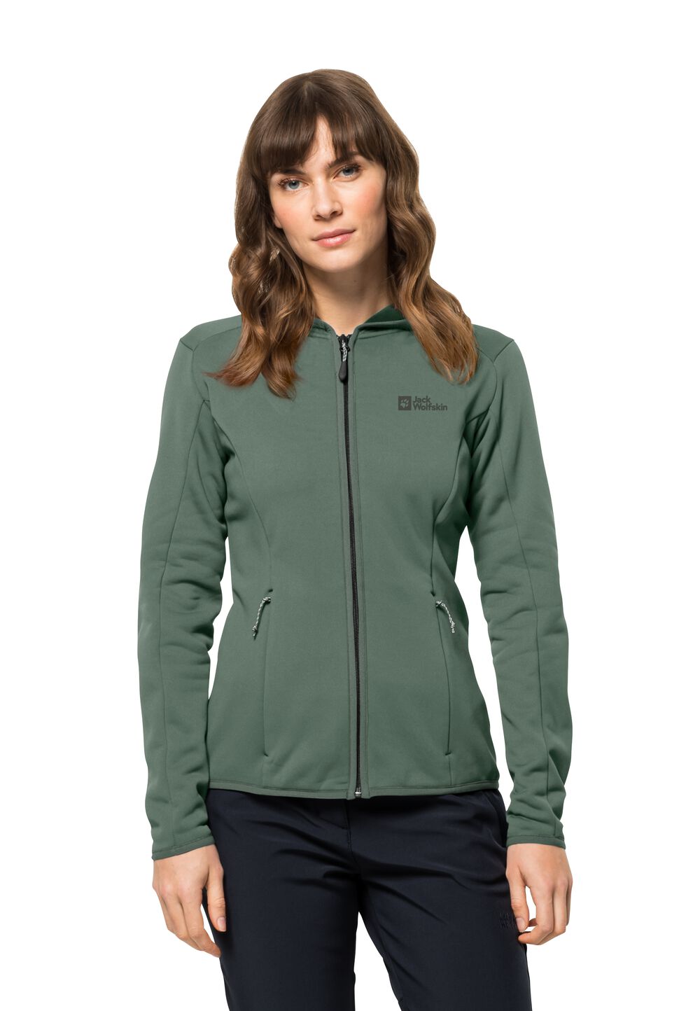 Jack Wolfskin Fleecejacke Damen Baiselberg Hooded FZ Women M picnic green picnic green von Jack Wolfskin