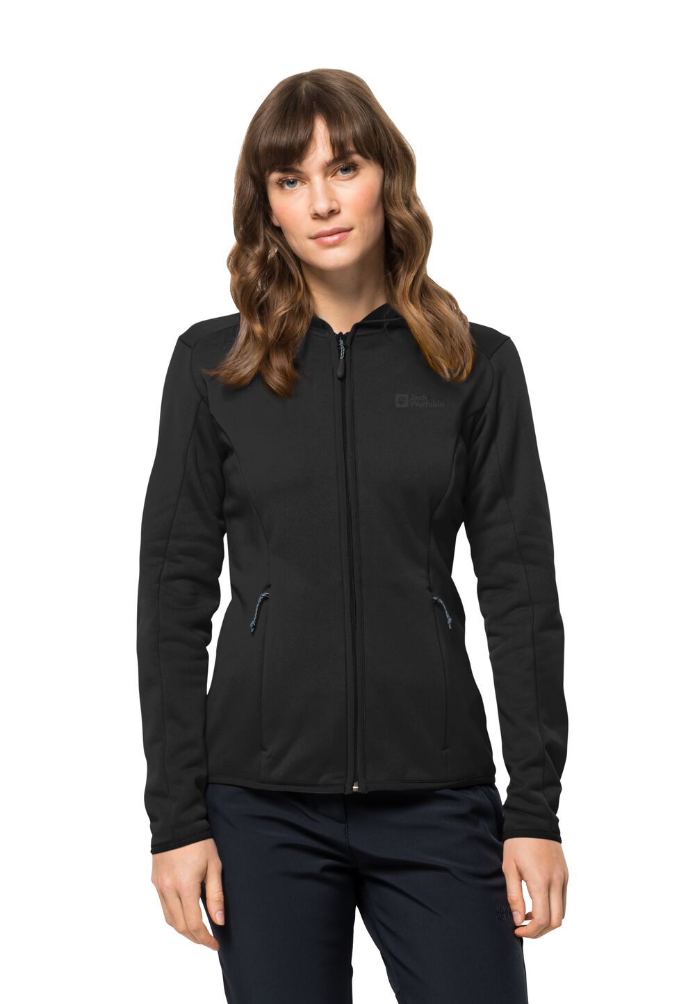 Jack Wolfskin Fleecejacke Damen Baiselberg Hooded FZ Women M schwarz black von Jack Wolfskin