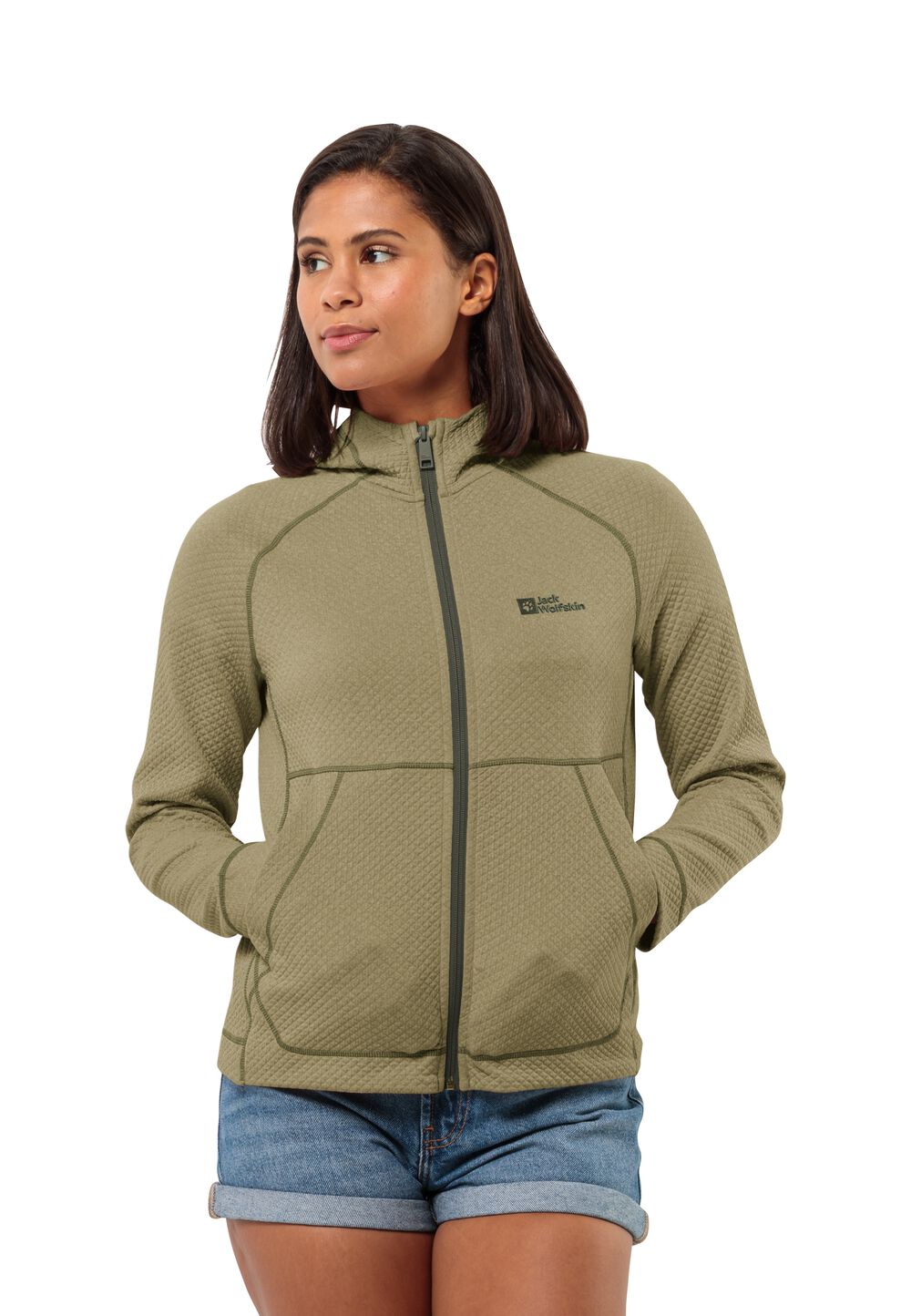 Jack Wolfskin Fleecejacke Damen Fernweh Hooded Jacket Women L braun bay leaf von Jack Wolfskin