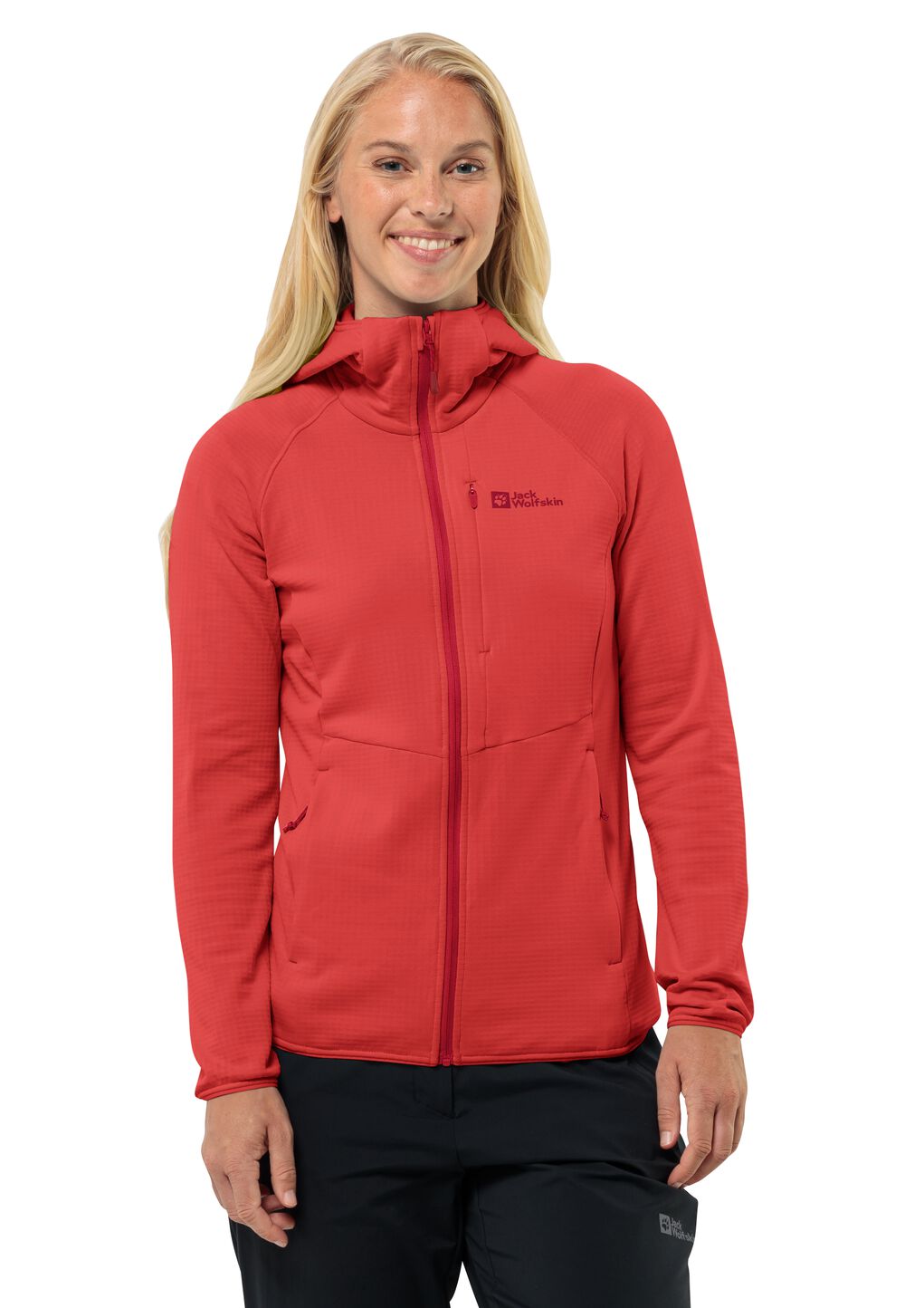 Jack Wolfskin Fleecejacke Damen Kolbenberg Hooded FZ Women L vibrant red Vibrant Red von Jack Wolfskin