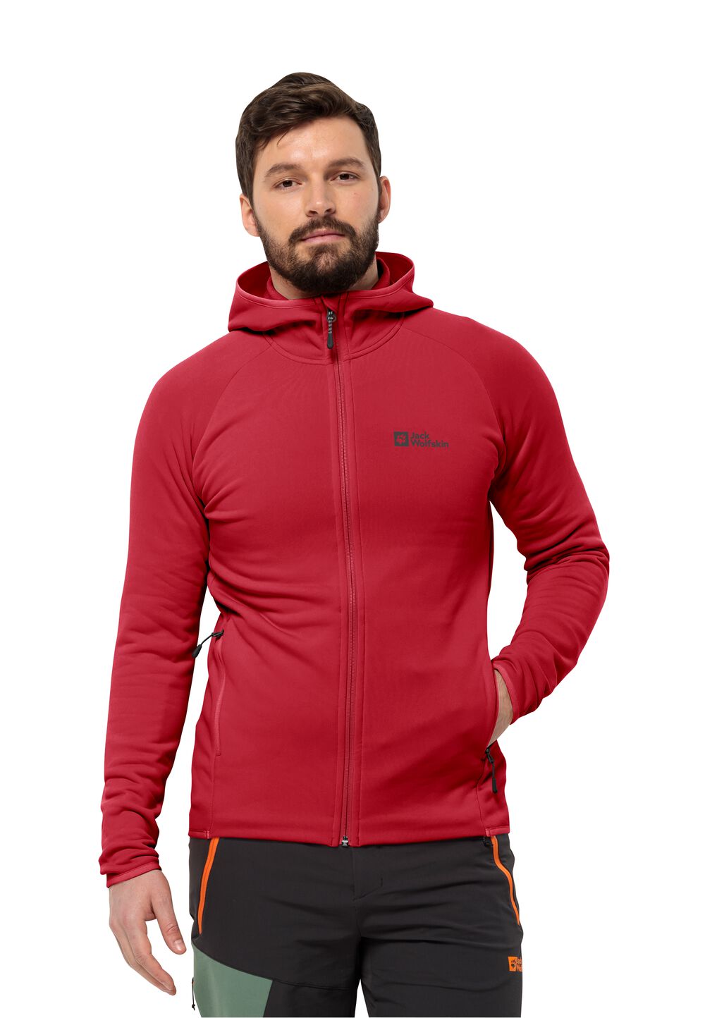 Jack Wolfskin Fleecejacke Herren Baiselberg Hooded FZ Men S rot red glow von Jack Wolfskin