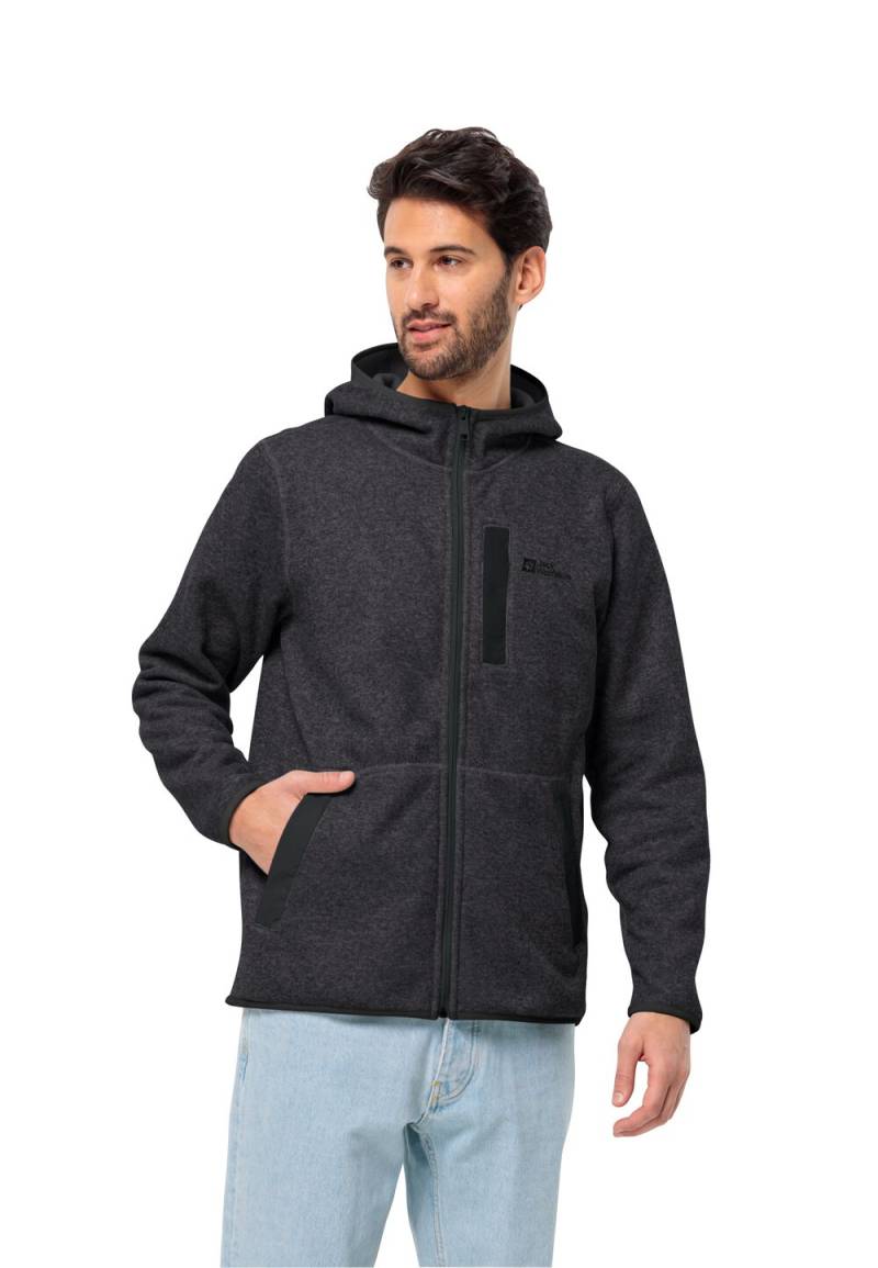 Jack Wolfskin Fleecejacke Herren Tannenspur Hooded Jacket Men L black black von Jack Wolfskin