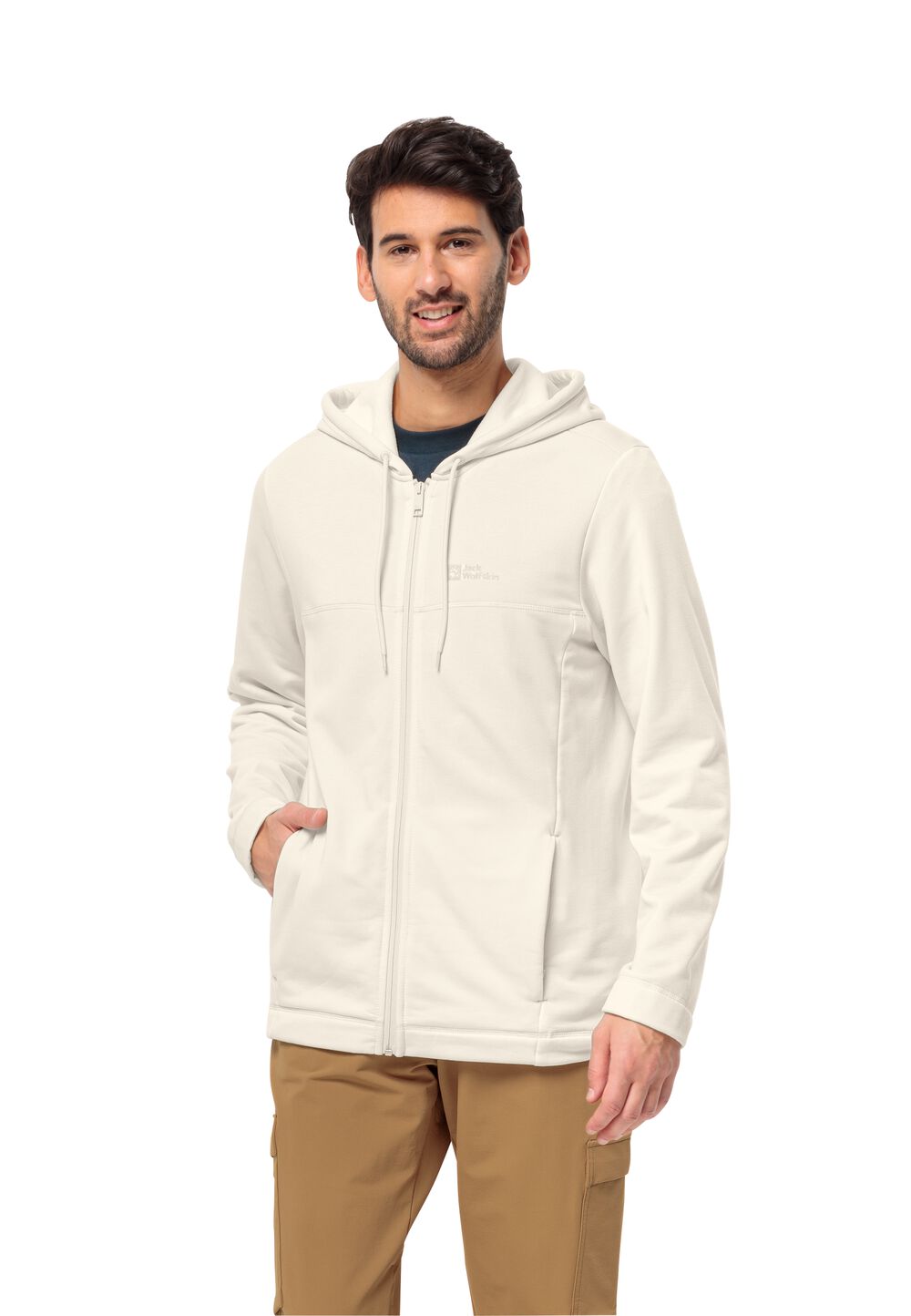 Jack Wolfskin Fleecejacke Herren Waldsee Hooded Jacket Men L cotton white cotton white von Jack Wolfskin