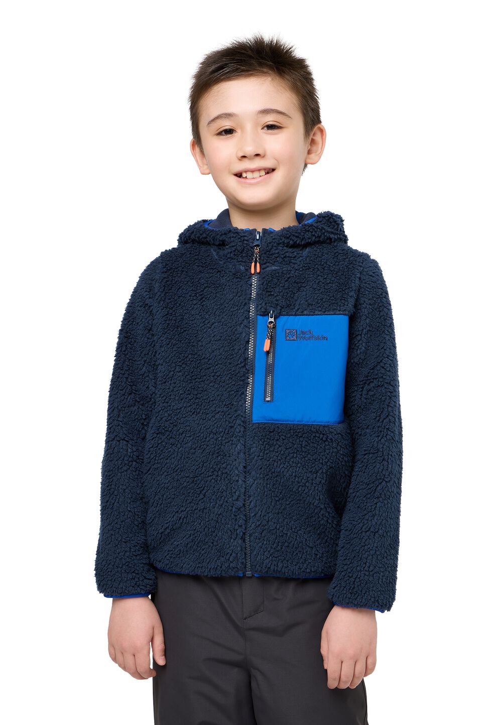 Jack Wolfskin Fleecejacke Kinder Ice Curl Hood Jacket Kids 116 night blue/night blue night blue/night blue von Jack Wolfskin