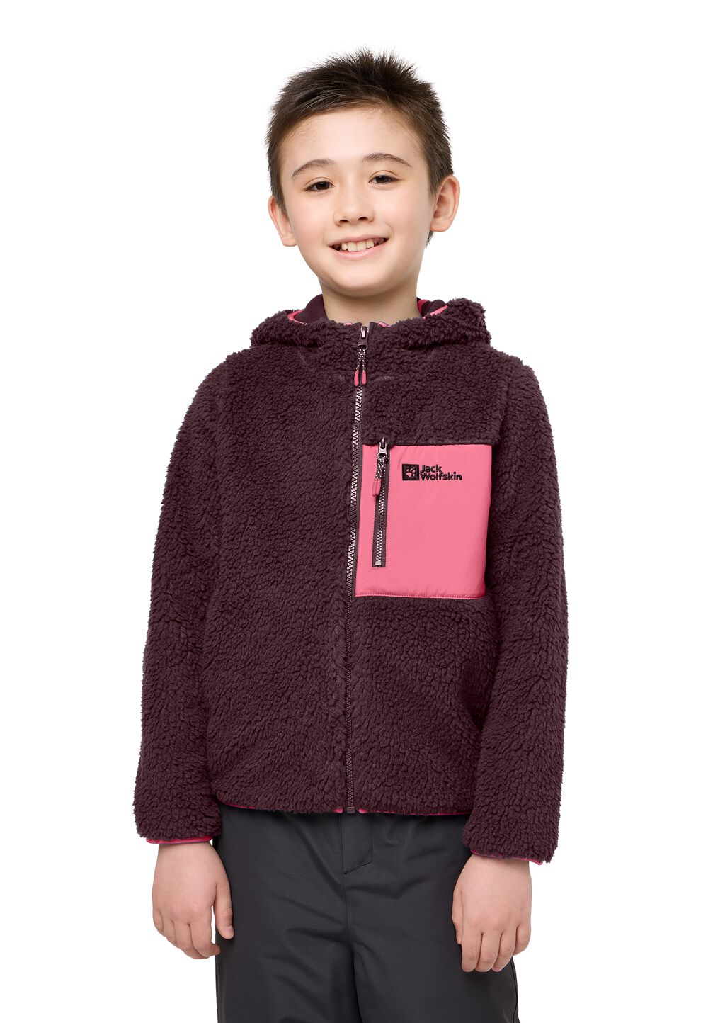 Jack Wolfskin Fleecejacke Kinder Ice Curl Hood Jacket Kids 152 boysenberry/pink boysenberry/pink von Jack Wolfskin