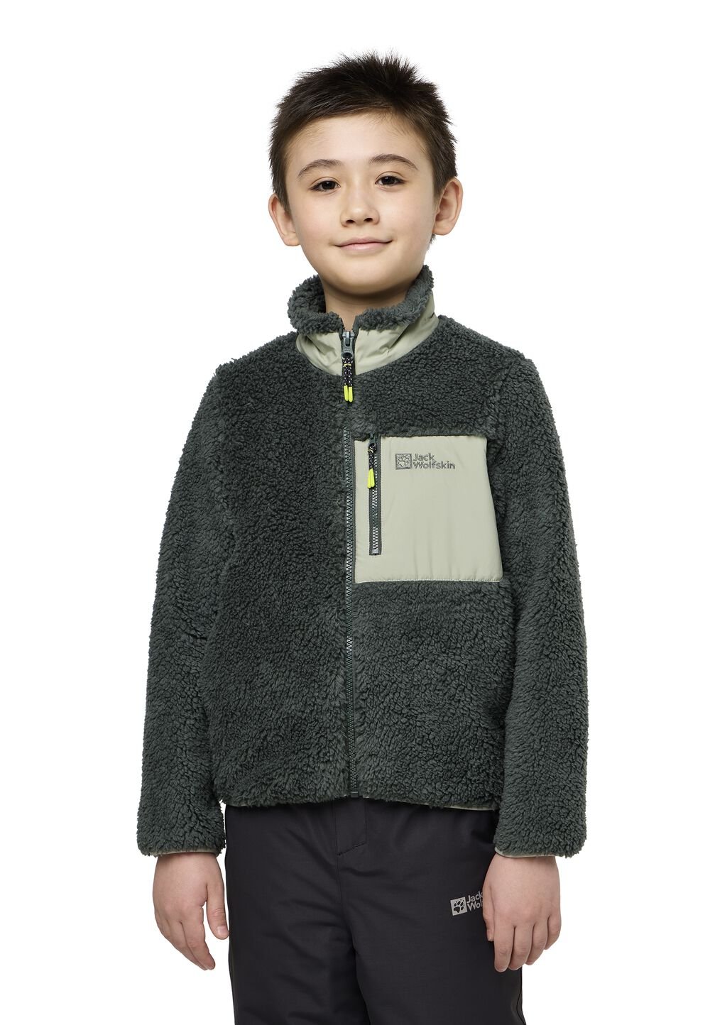 Jack Wolfskin Fleecejacke Kinder Ice Curl Jacket Kids 116 slate green / mint leaf slate green / mint leaf von Jack Wolfskin