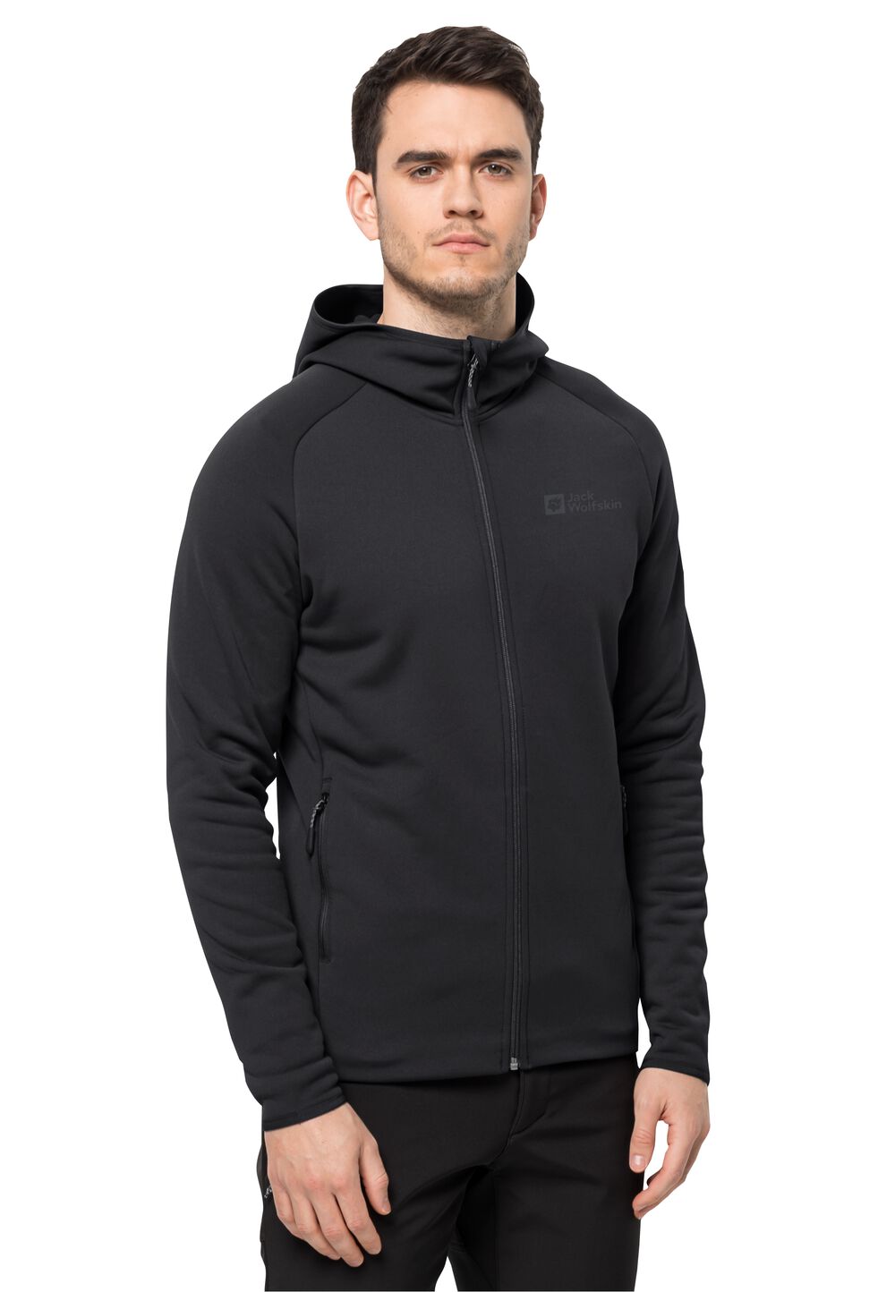 Jack Wolfskin Fleecejacke Herren Baiselberg Hooded FZ Men M black black von Jack Wolfskin