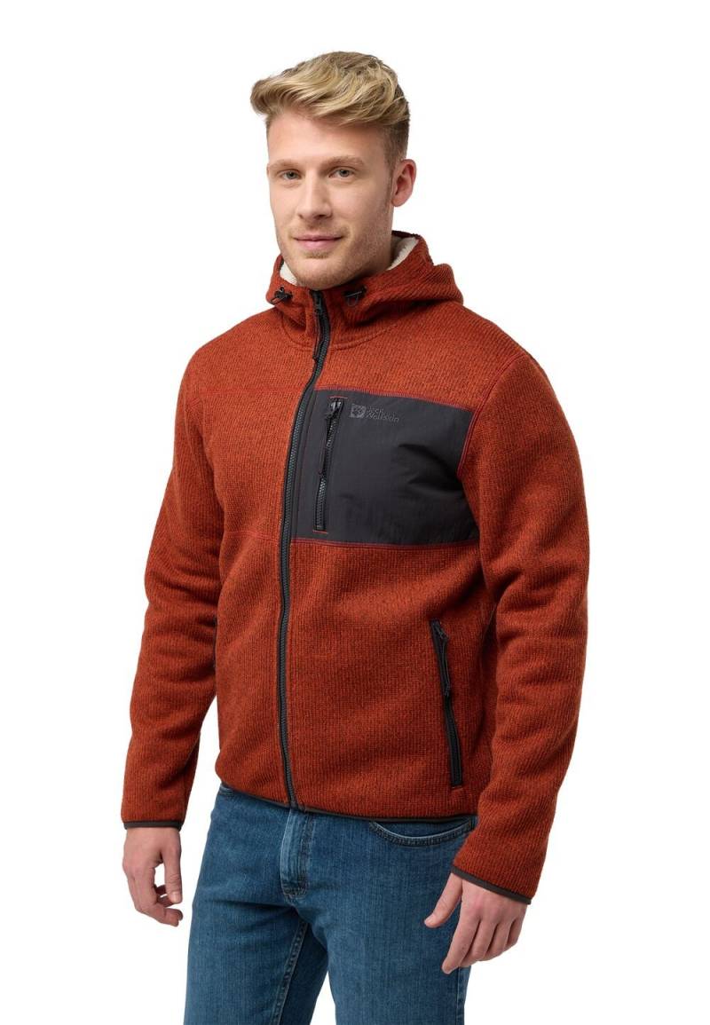 Jack Wolfskin Fleecejacke mit Kapuze Herren Kaminfeuer Hooded Jacket Men 2XL intense rust intense rust von Jack Wolfskin