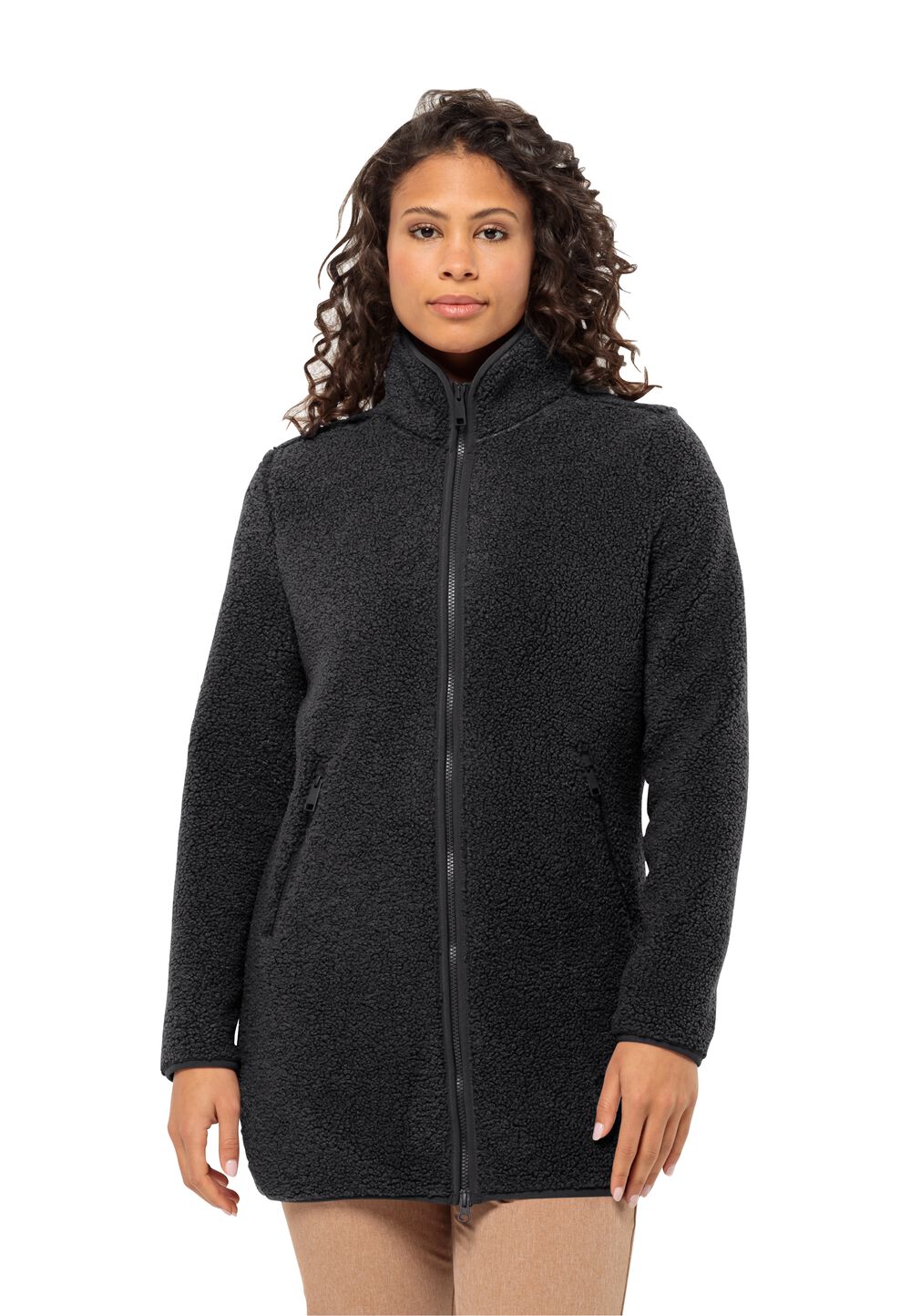 Jack Wolfskin Fleecemantel Damen High Curl Coat Women L black black von Jack Wolfskin