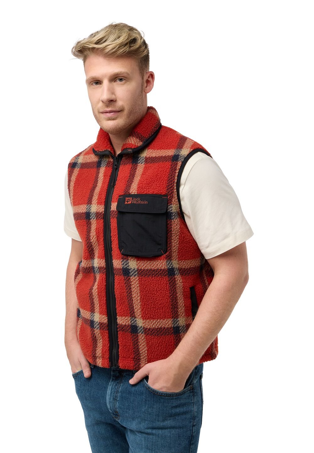 Jack Wolfskin Fleeceweste Herren Felslicht Check Vest Men 3XL intense rust intense rust von Jack Wolfskin