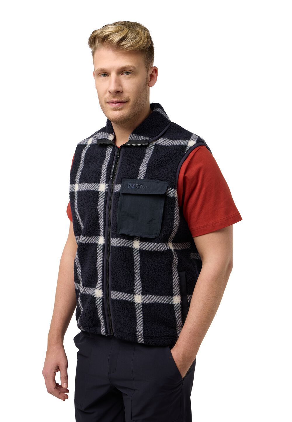 Jack Wolfskin Fleeceweste Herren Felslicht Check Vest Men M dark navy dark navy von Jack Wolfskin