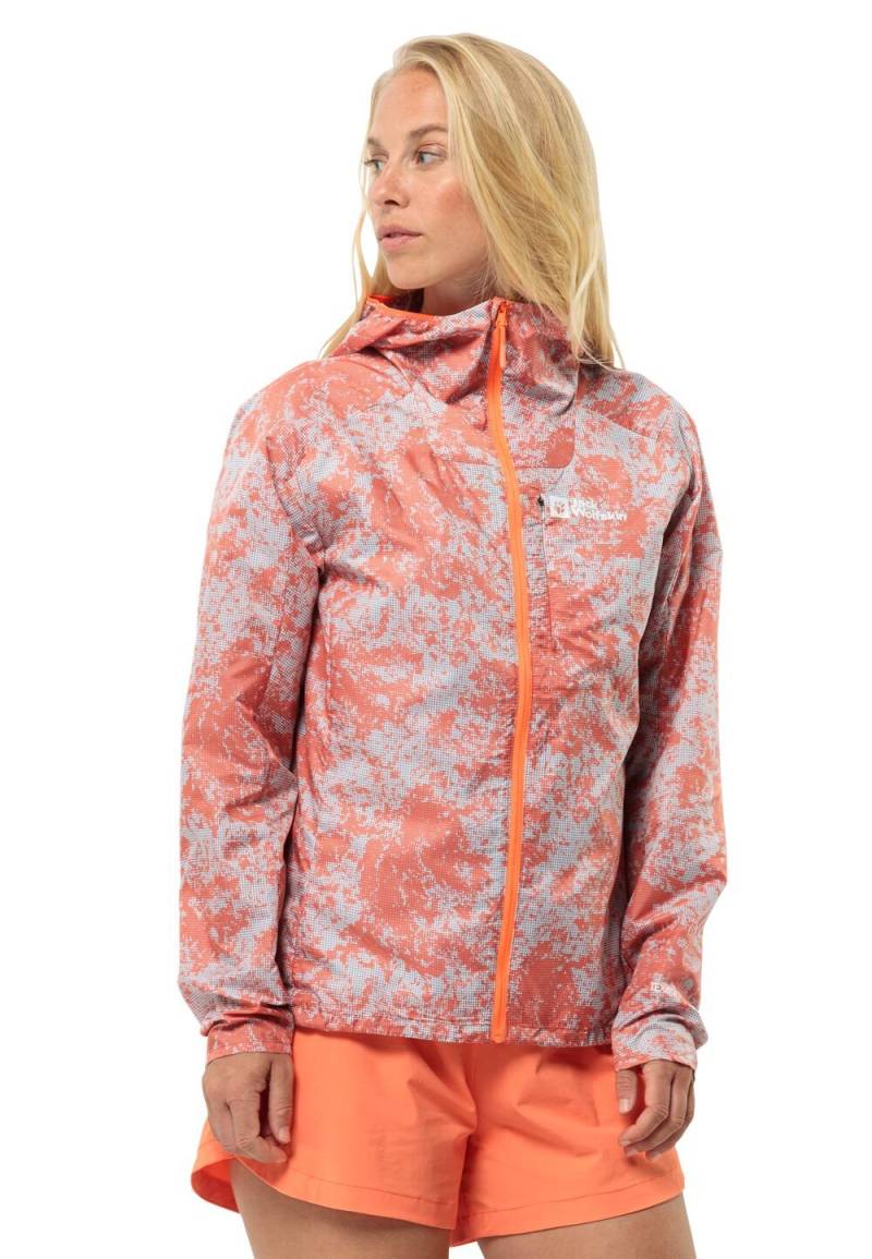 Jack Wolfskin Funktionsjacke Damen Prelight Wind Jacket Women XL grid camo digital orange Grid Camo Digital Orange von Jack Wolfskin