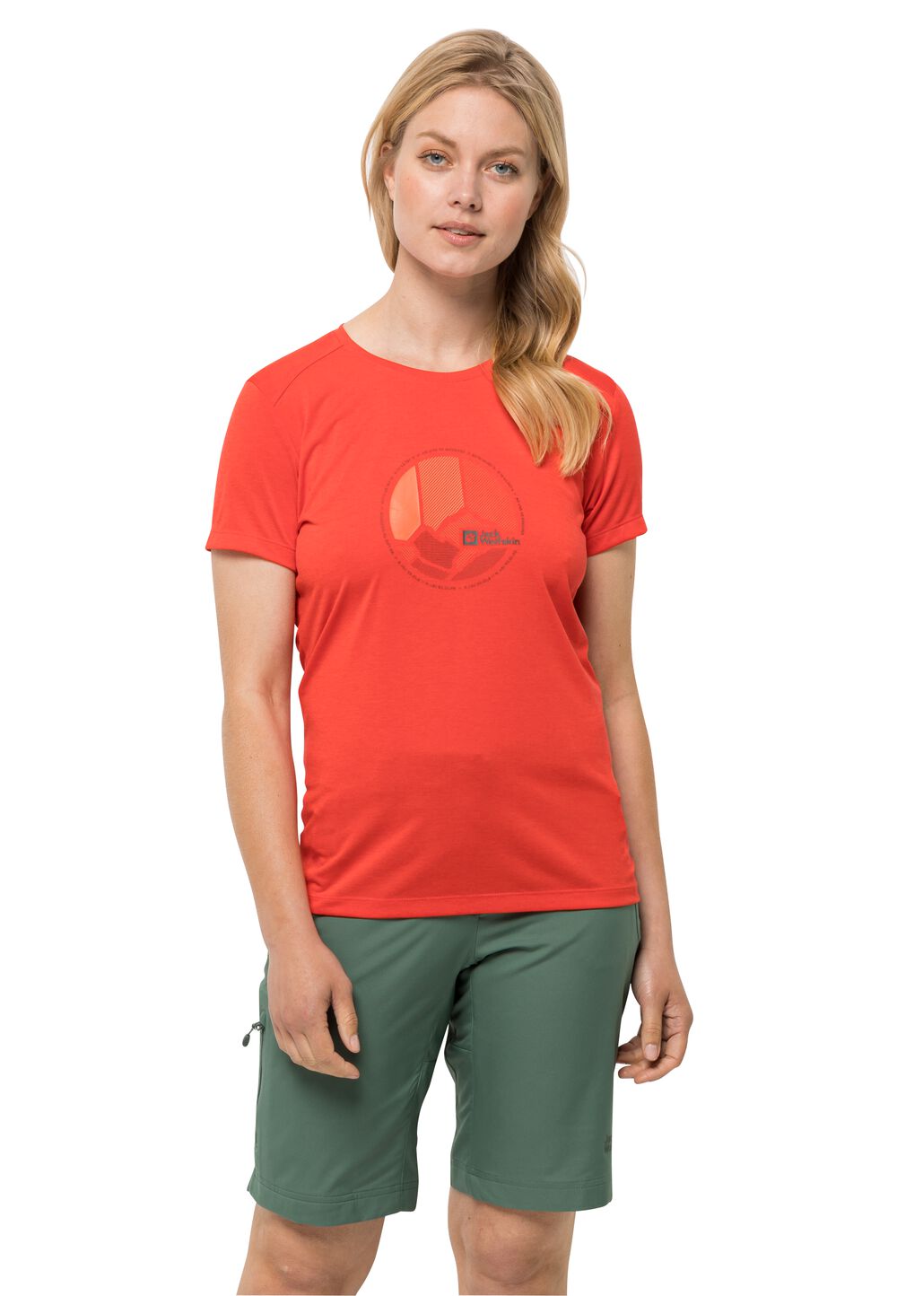 Jack Wolfskin Funktionsshirt Damen Crosstrail Graphic T-Shirt Women L tango orange tango orange von Jack Wolfskin