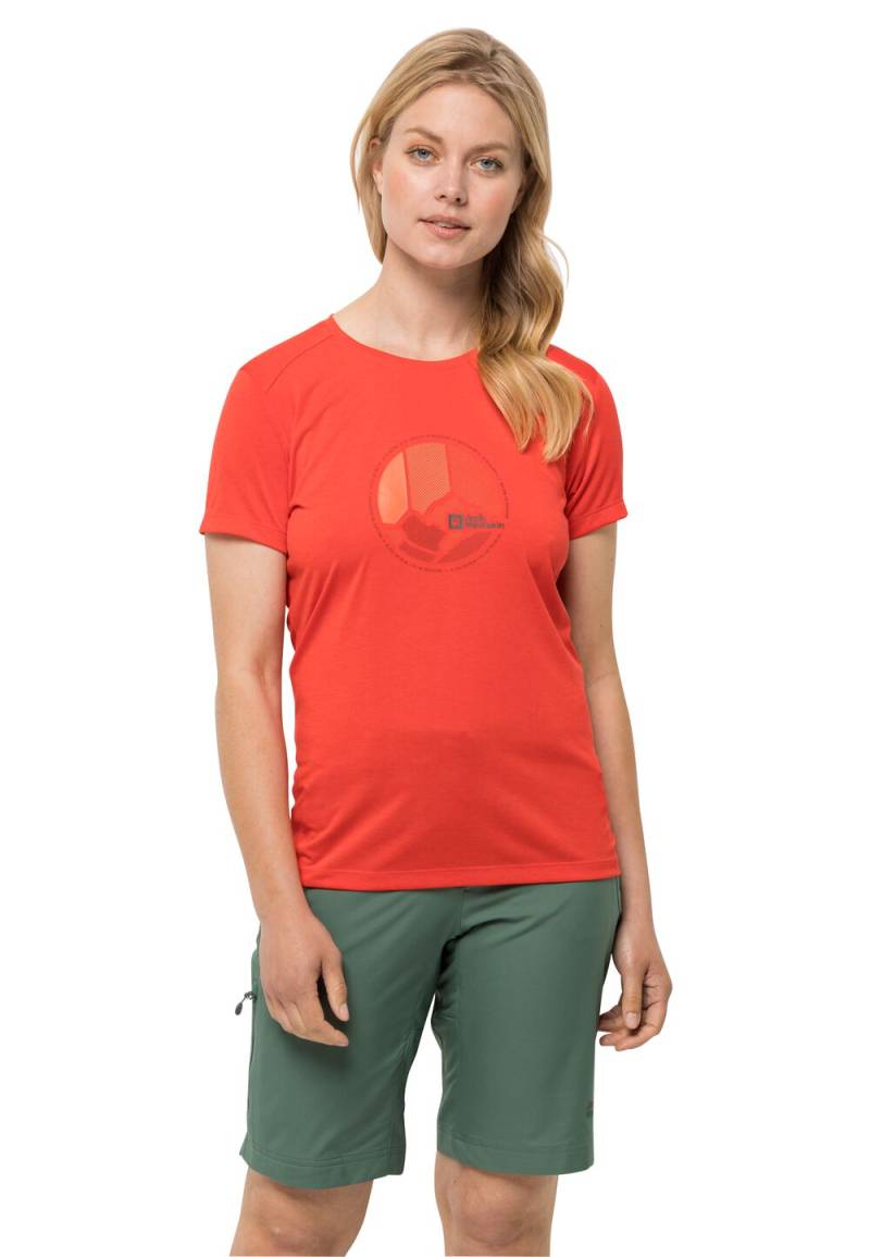 Jack Wolfskin Crosstrail Graphic T-Shirt Women L tango orange tango orange von Jack Wolfskin