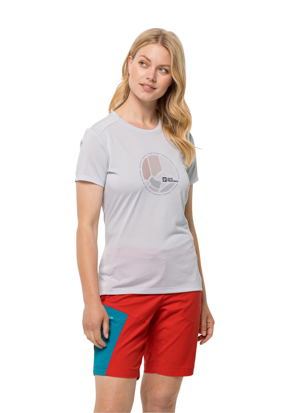 Jack Wolfskin Funktionsshirt Damen Crosstrail Graphic T-Shirt Women L weiß white cloud von Jack Wolfskin