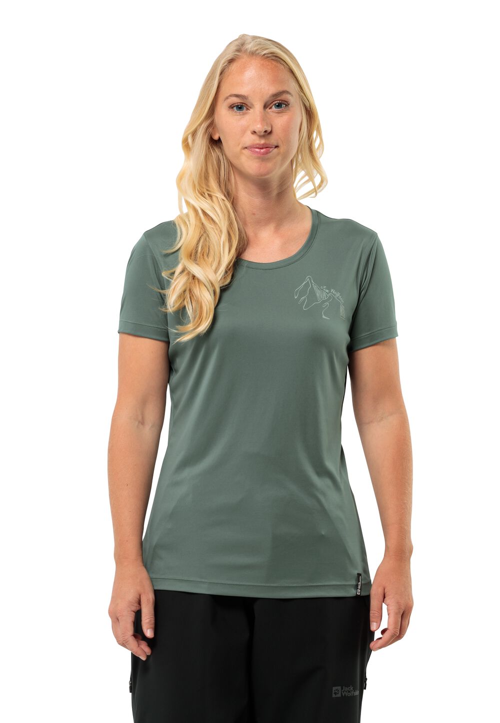 Jack Wolfskin Funktionsshirt Damen Peak Graphic T-Shirt Women XL hedge green hedge green von Jack Wolfskin