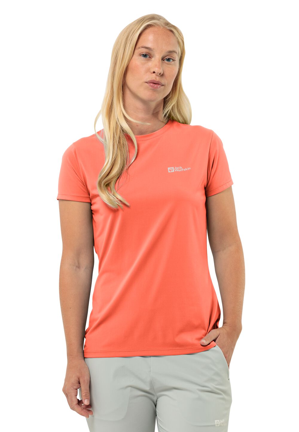 Jack Wolfskin Funktionsshirt Damen Prelight Trail T-Shirt Women XS rot digital orange von Jack Wolfskin