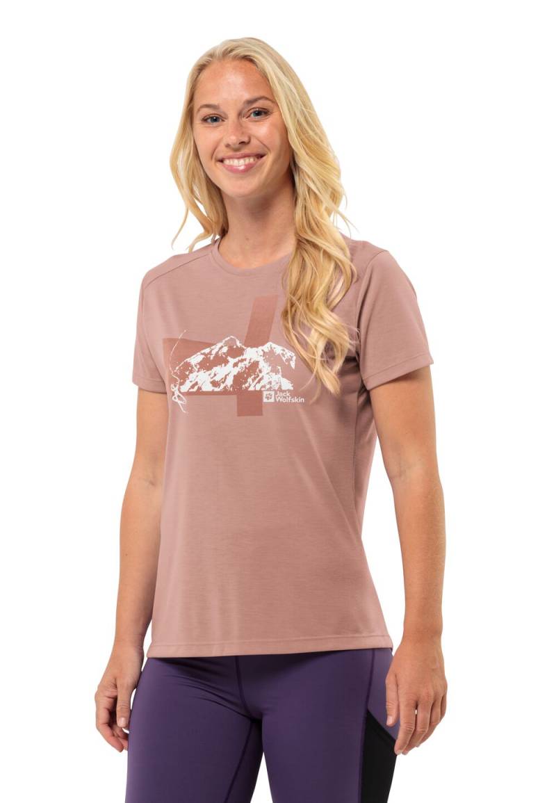 Jack Wolfskin Funktionsshirt Damen Vonnan S/S Graphic T-Shirt Women L braun rose dawn von Jack Wolfskin