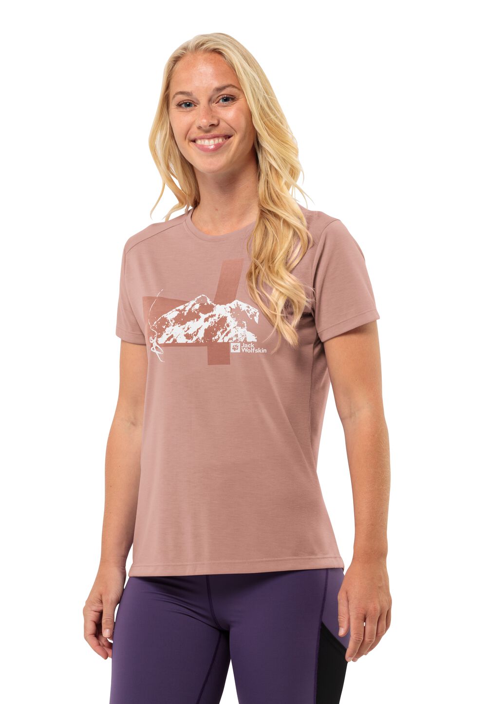 Jack Wolfskin Funktionsshirt Damen Vonnan S/S Graphic T-Shirt Women XL braun rose dawn von Jack Wolfskin