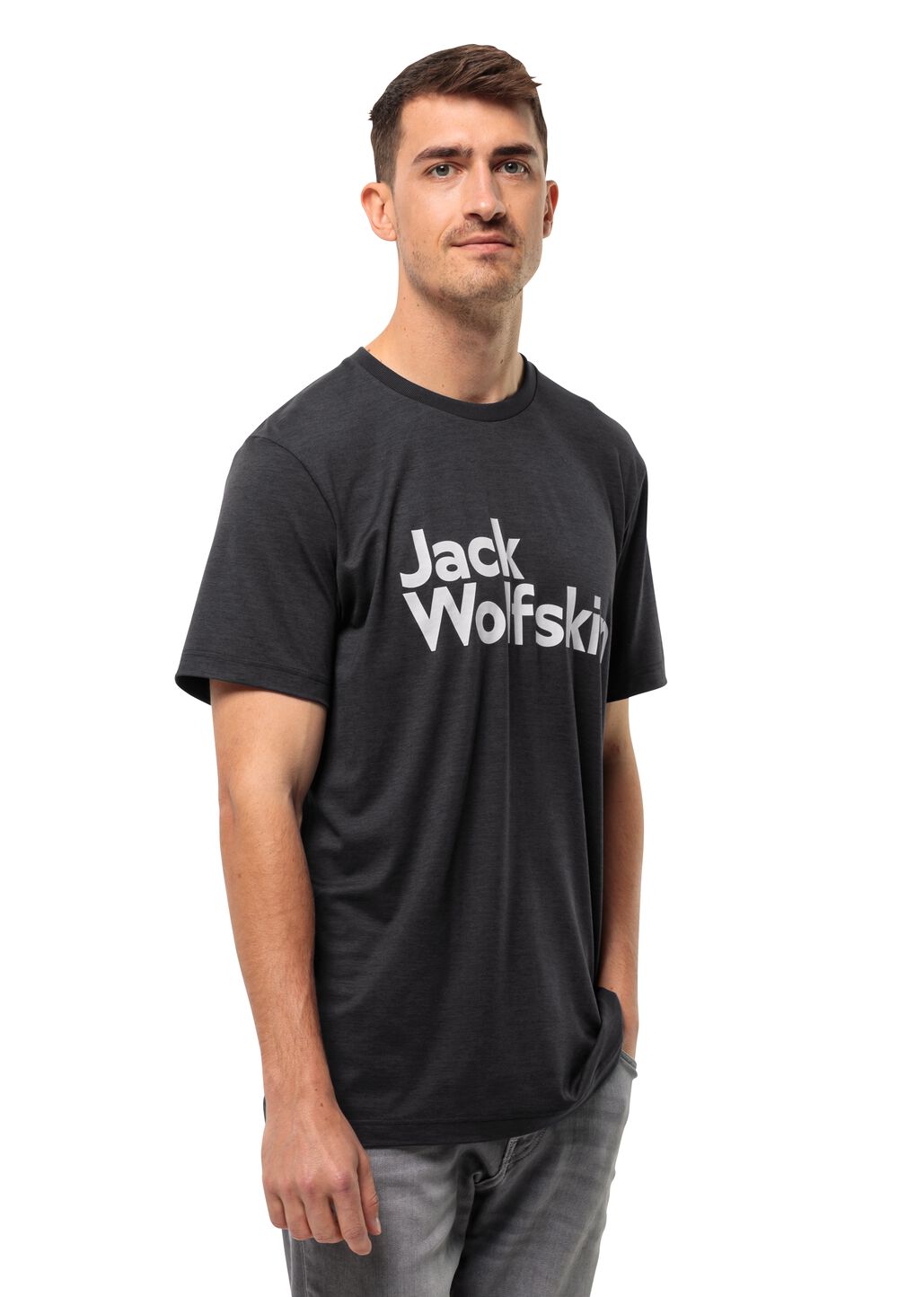 Jack Wolfskin Funktionsshirt Herren Brand T-Shirt Men XL schwarz black von Jack Wolfskin