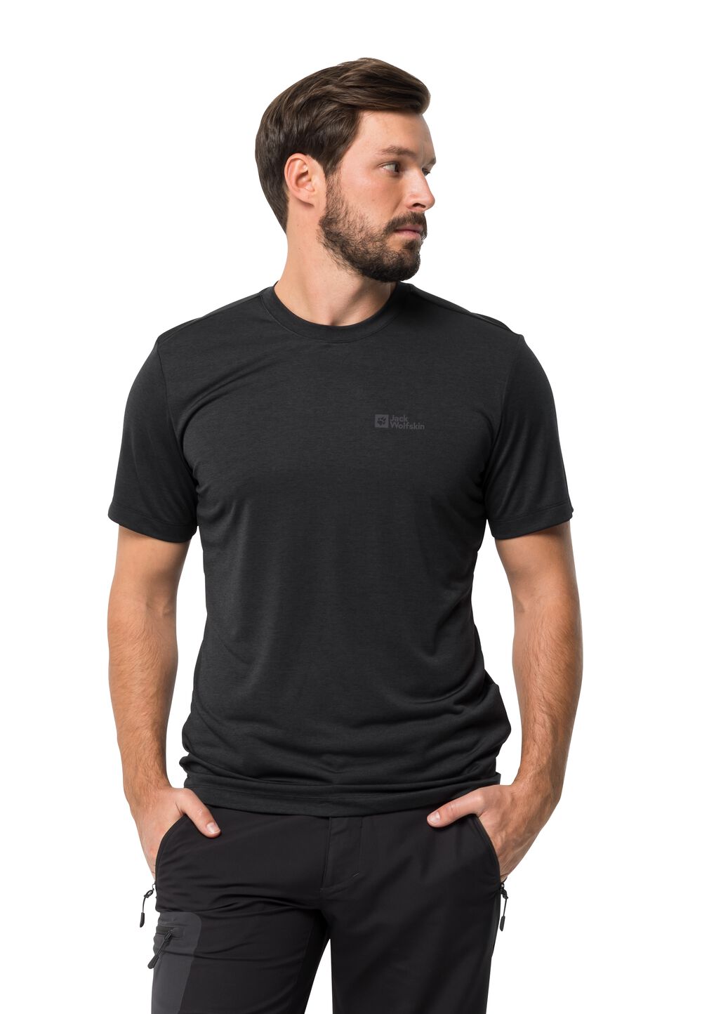 Jack Wolfskin Funktionsshirt Herren Hiking S/S Graphic T-Shirt Men L schwarz black von Jack Wolfskin