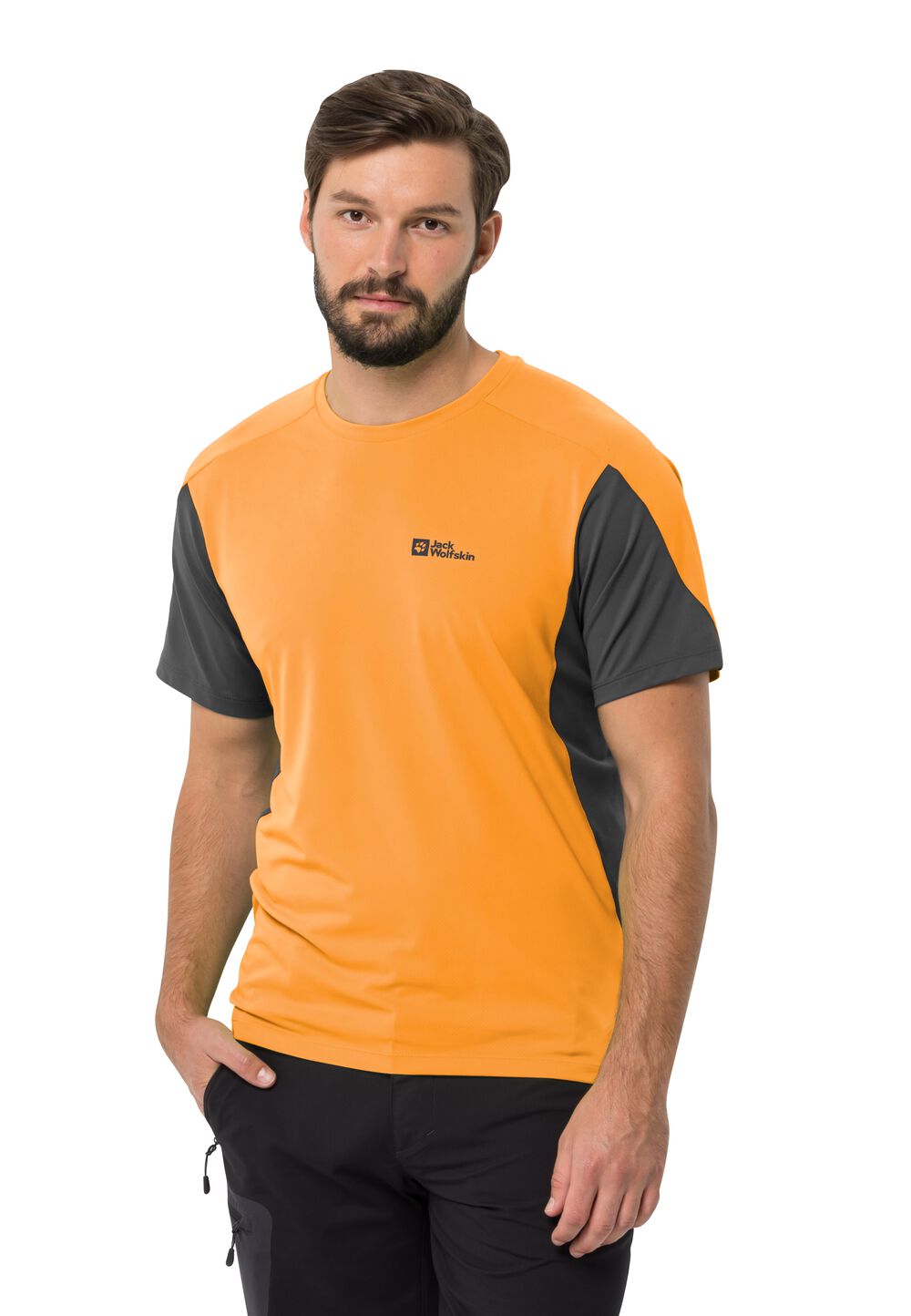 Jack Wolfskin Funktionsshirt Herren Narrows T-Shirt Men M braun orange pop von Jack Wolfskin