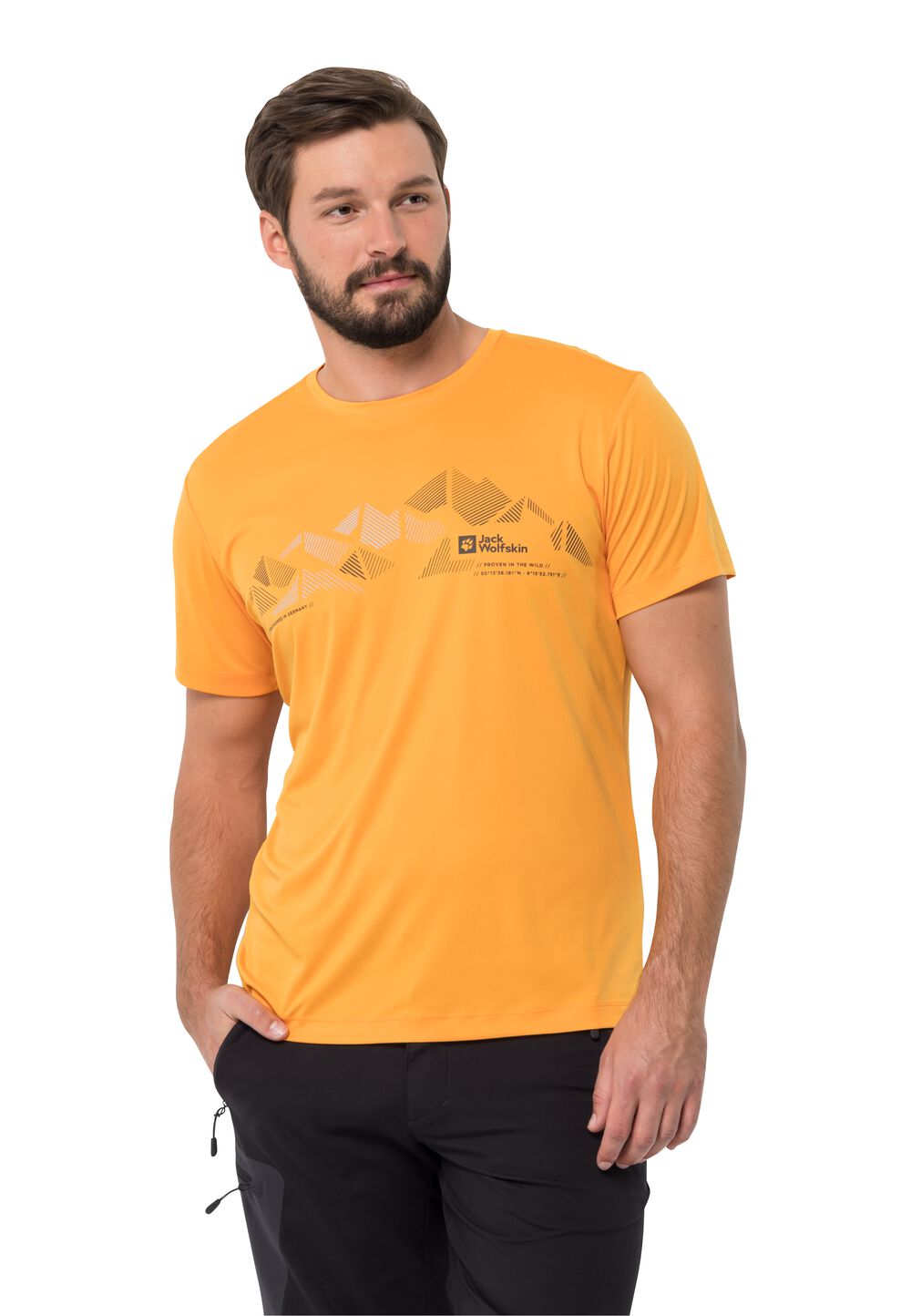 Jack Wolfskin Funktionsshirt Herren Peak Graphic T-Shirt Men L braun orange pop von Jack Wolfskin