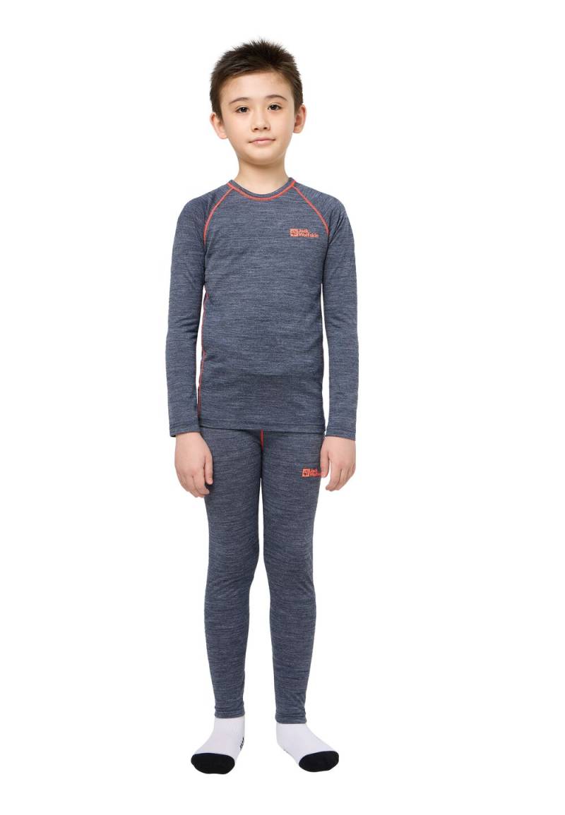 Jack Wolfskin Funktionsunterwäsche Kinder Merino Baselayer SET Kids 92 blau night blue von Jack Wolfskin