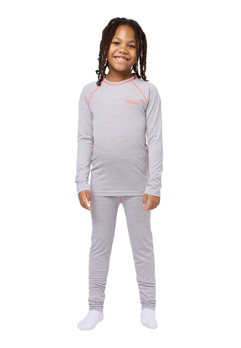 Jack Wolfskin Funktionsunterwäsche Kinder Merino Baselayer SET Kids 116 pebble pebble von Jack Wolfskin