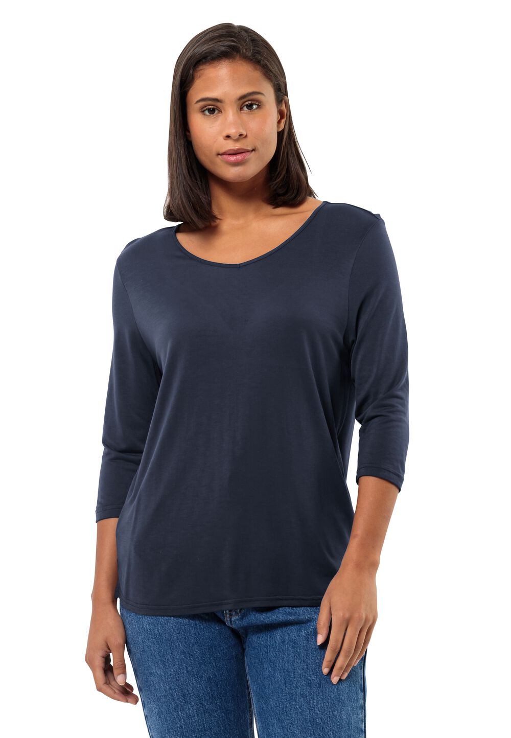 Jack Wolfskin Halbarm Shirt Damen Mola 3/4 T-Shirt Women L blau night blue von Jack Wolfskin