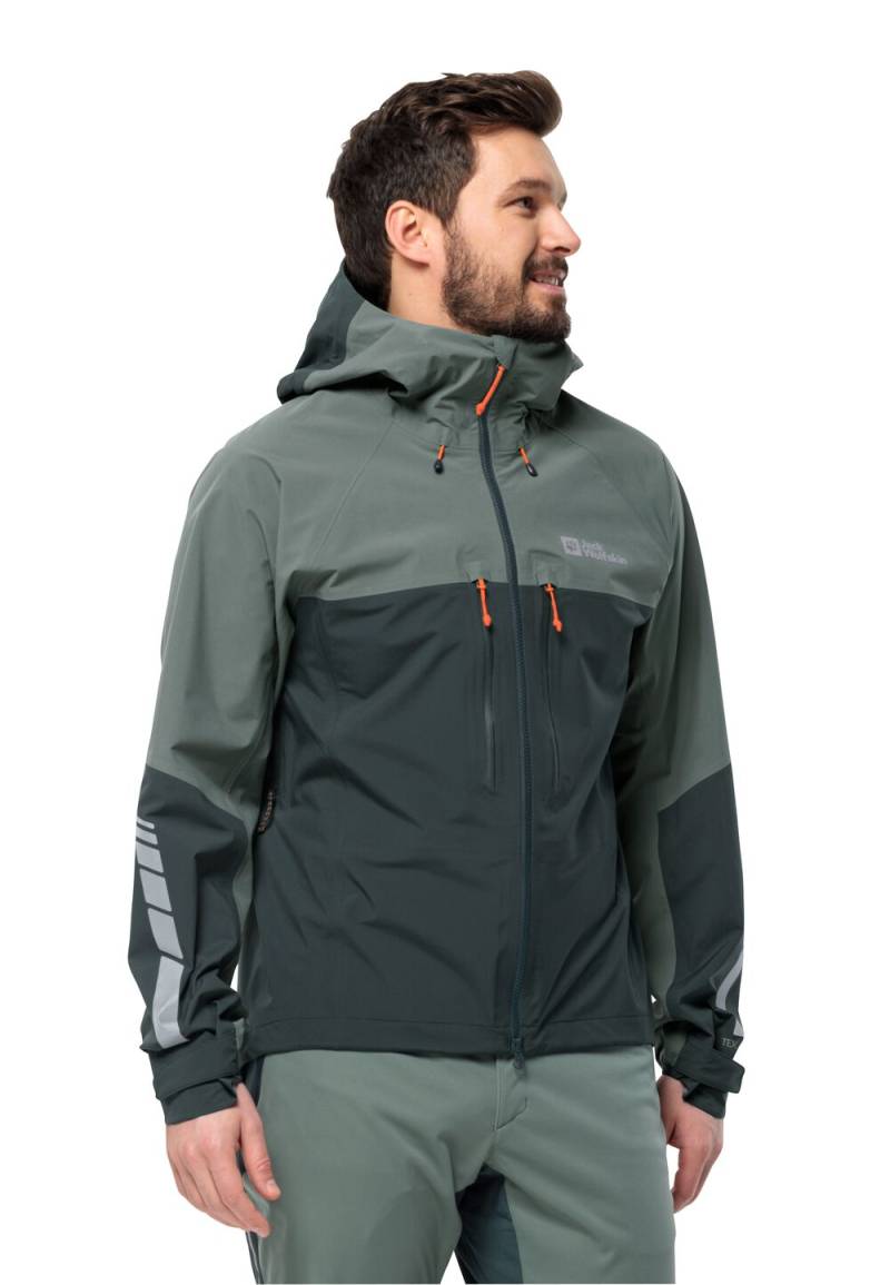 Jack Wolfskin Hardshell Fahrrad-Regenjacke Herren Morobbia 3L Jacket Men M black olive black olive von Jack Wolfskin