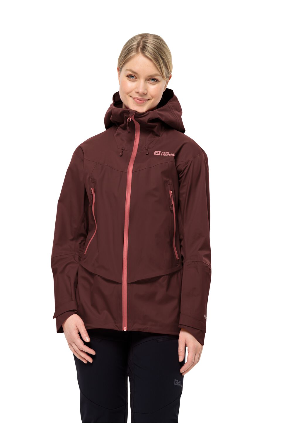 Jack Wolfskin Hardshell Skitouren-Jacke mit RECCO® Ortungssystem Damen Alpspitze Pro 3L Jacket Women L dark maroon dark maroon von Jack Wolfskin