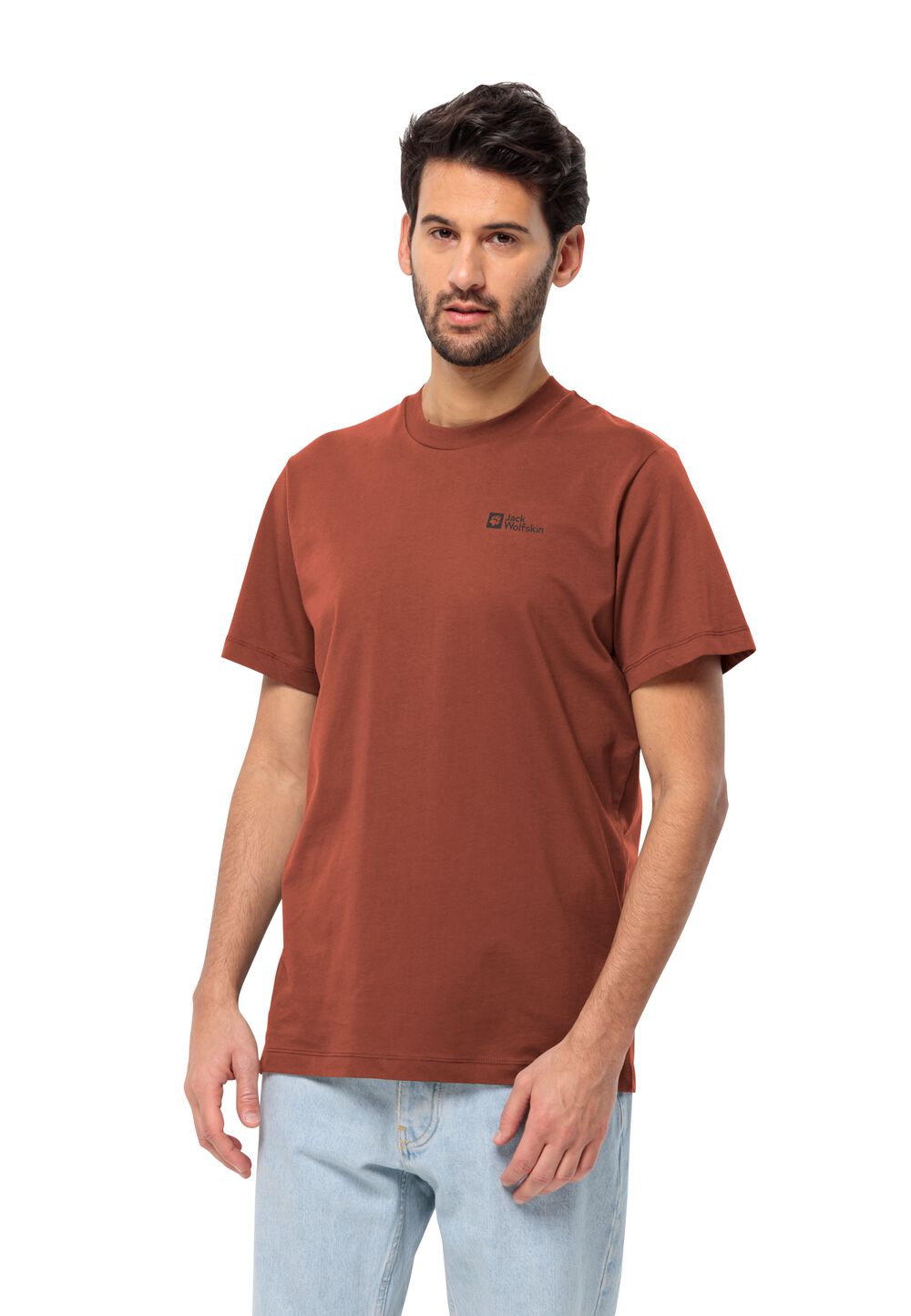 Jack Wolfskin Herren T-shirt aus Bio-Baumwolle Essential T-Shirt Men S carmine carmine von Jack Wolfskin